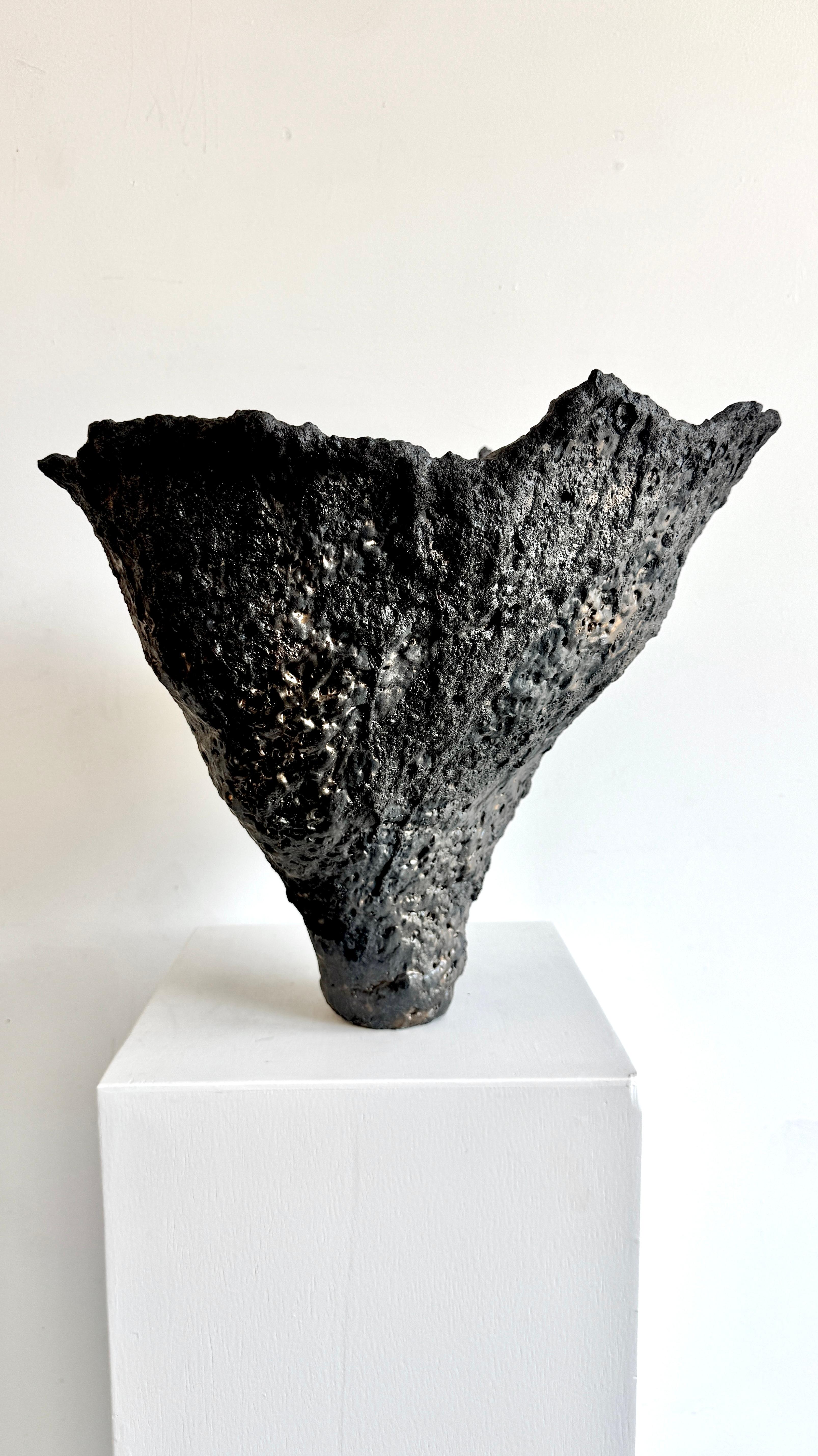 Moderno Vaso a luna aperta in bronzo e nero: Viola in vendita