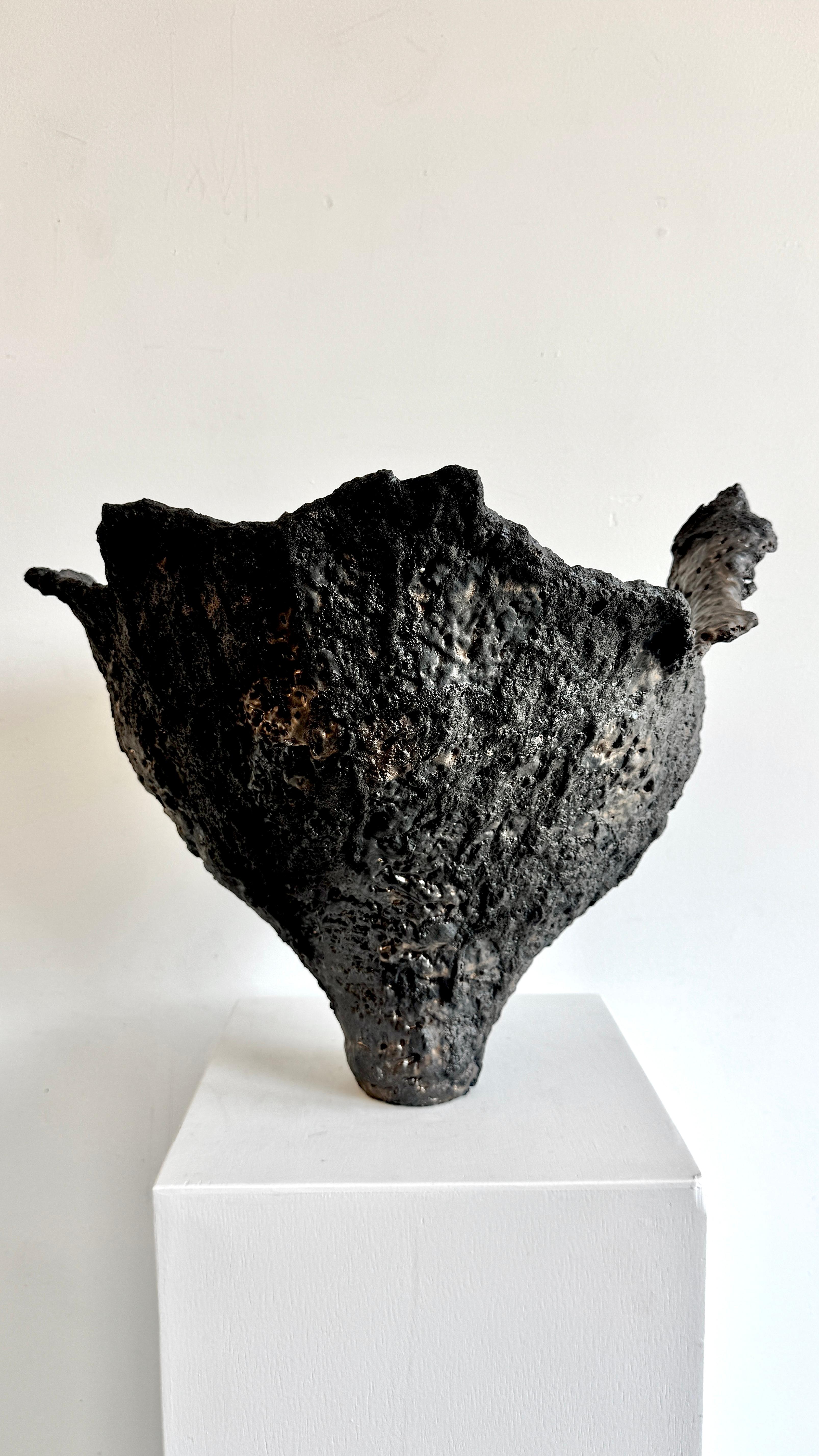 Americano Vaso a luna aperta in bronzo e nero: Viola in vendita