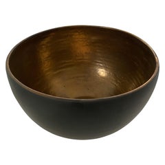 Bronze and Black Stoneware Bowl by Ceramicist Sandi Fellman, USA, Contemporary