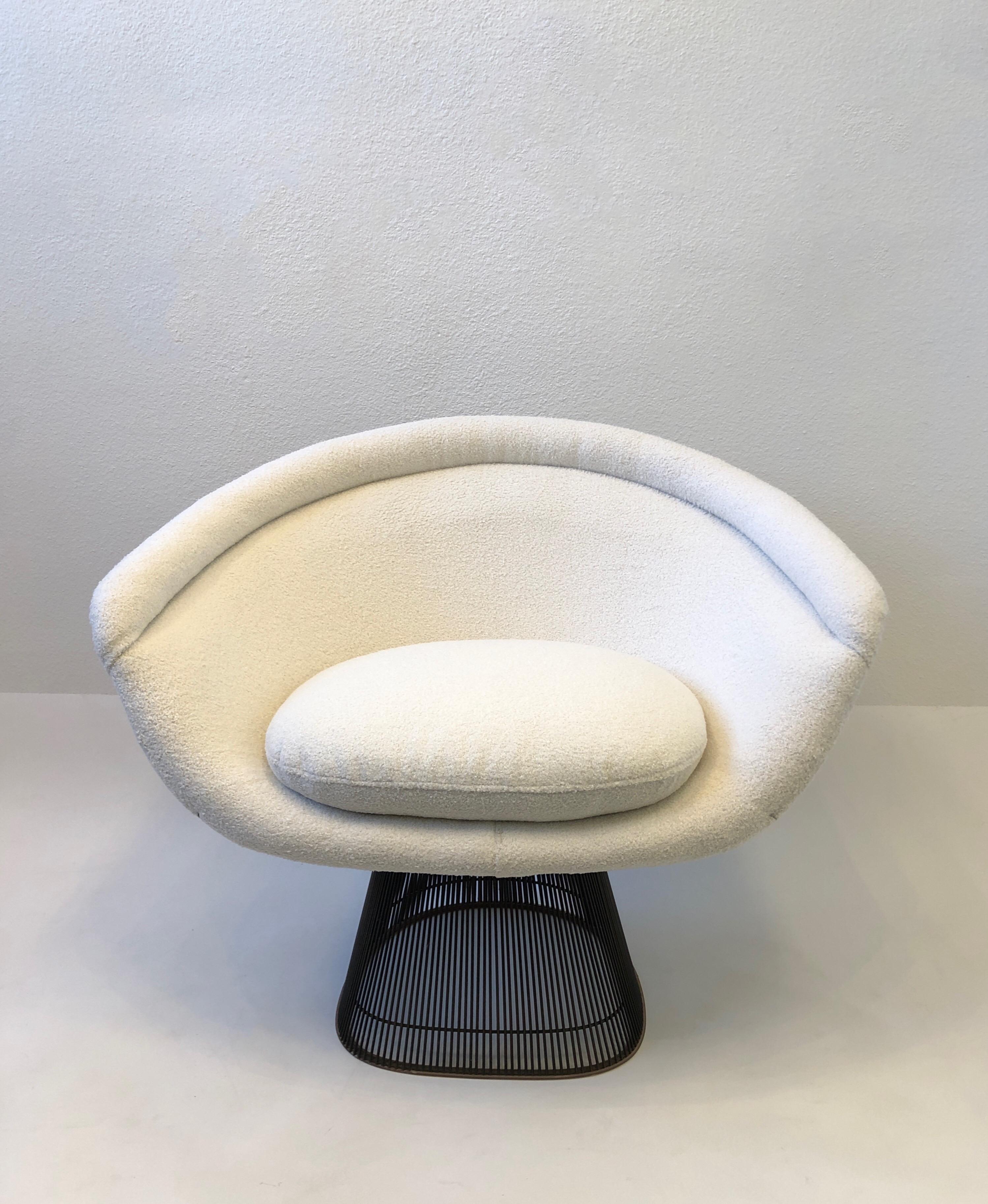 American Bronze and Boucle Lounge Chair by Warren Platner for Knoll 