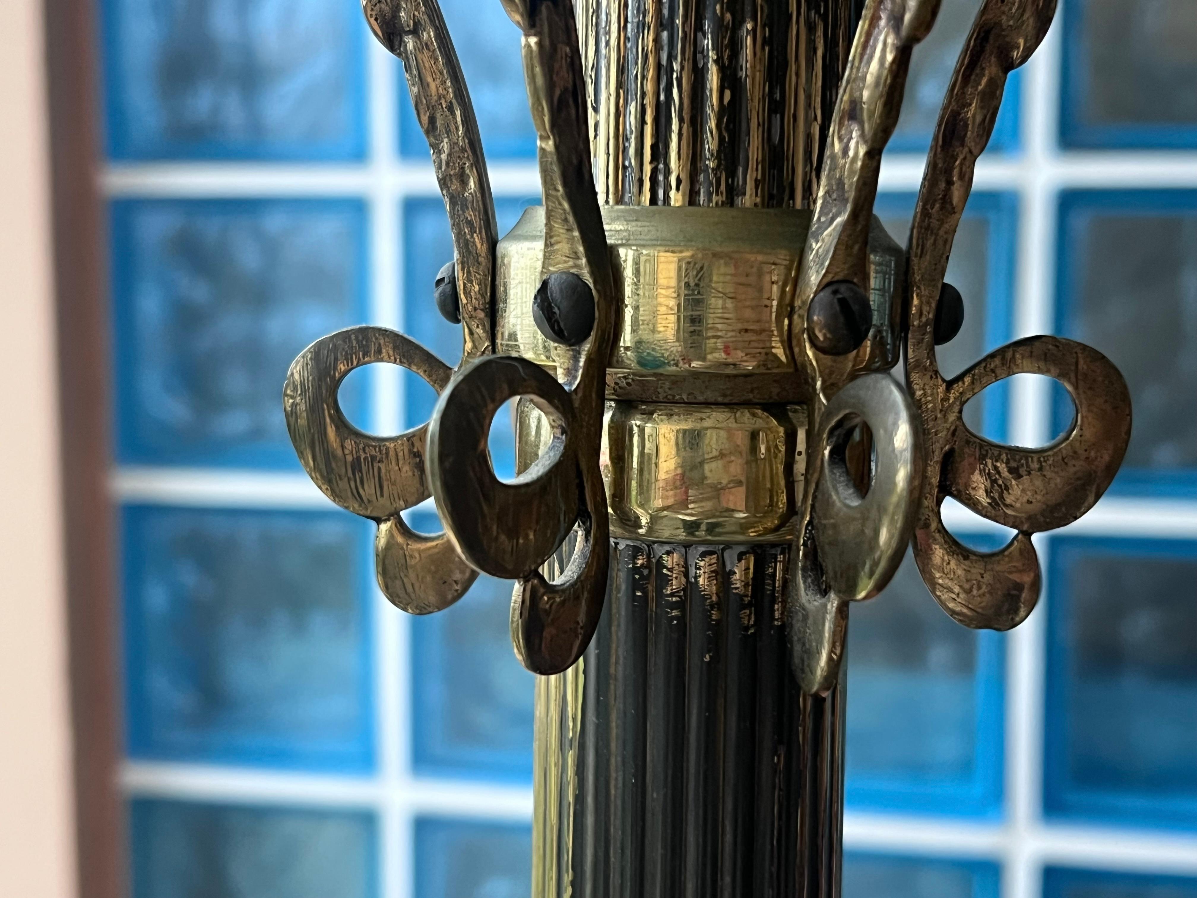 Bronze and Brass Burnished Art Nouveau Belle Epoque Hanger, Bronze Grifone Feet For Sale 4