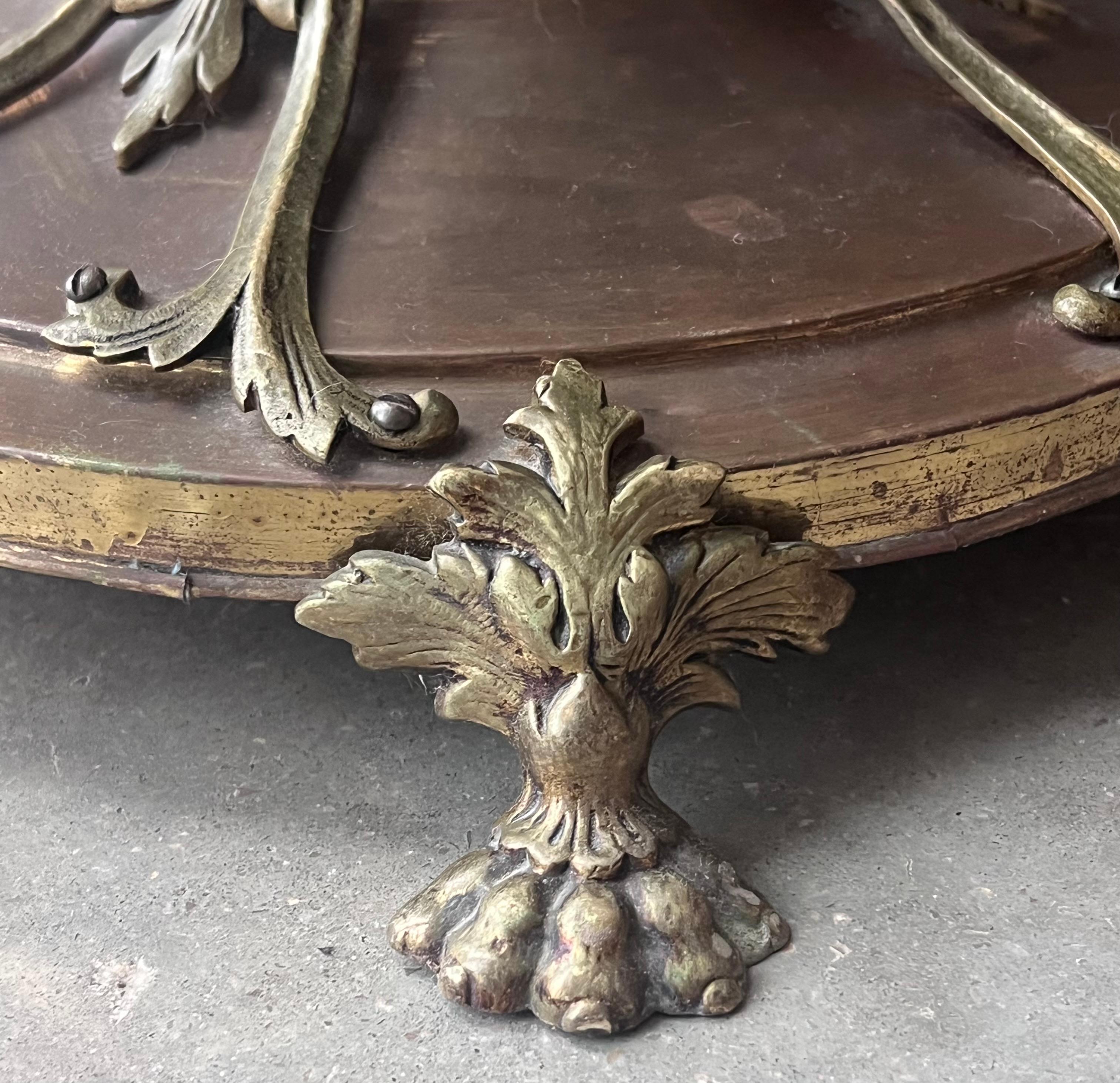 Bronze and Brass Burnished Art Nouveau Belle Epoque Hanger, Bronze Grifone Feet For Sale 6