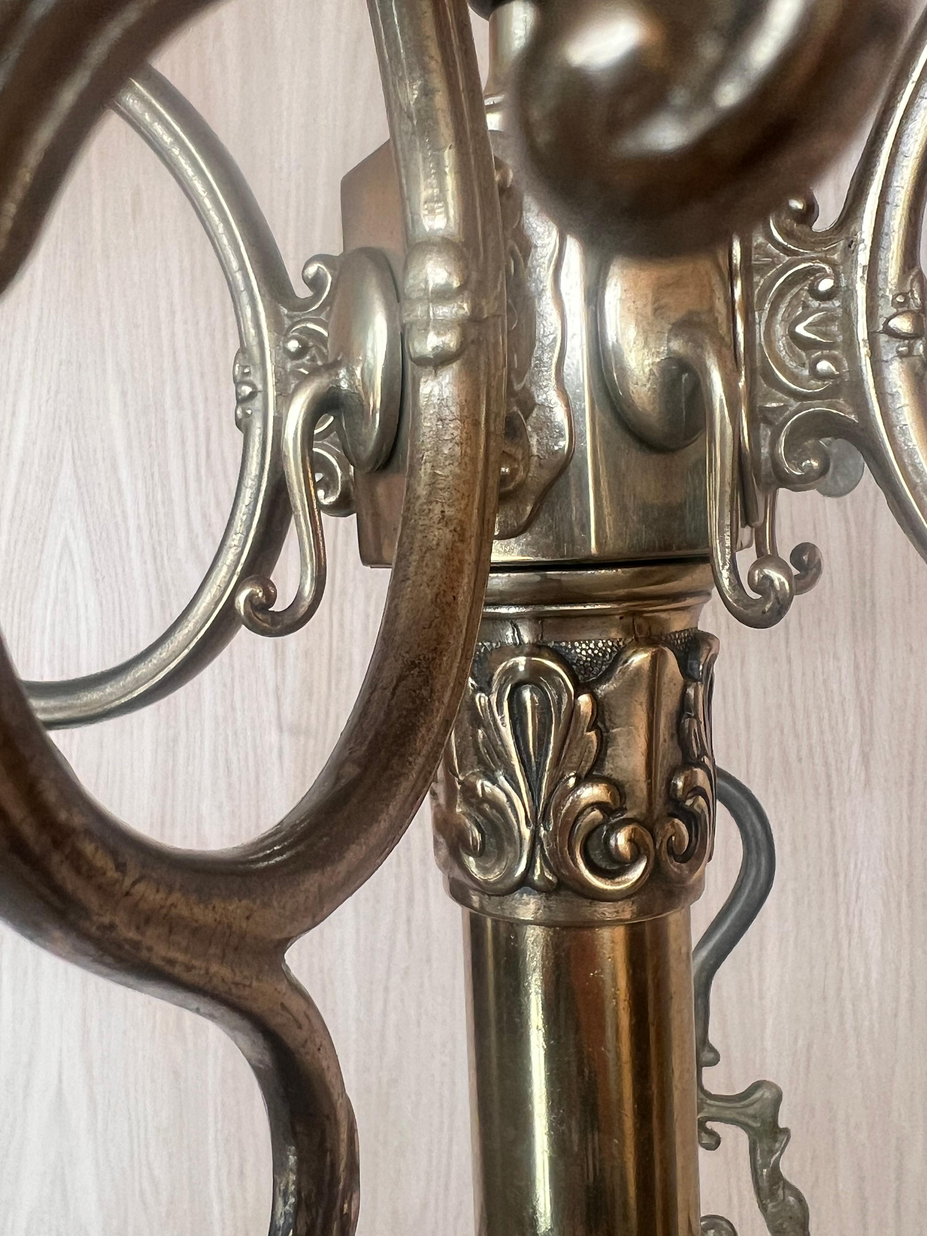 Bronze and Brass Burnished Art Nouveau Belle Epoque Hanger, Bronze Grifone Feet For Sale 3