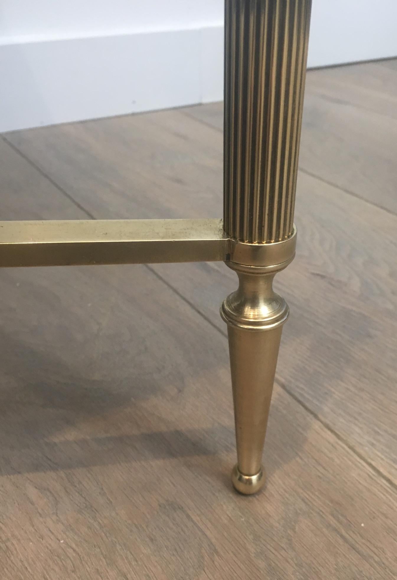 Bronze and Brass Coffee Table with Green Marble Top, circa 1940 For Sale 6