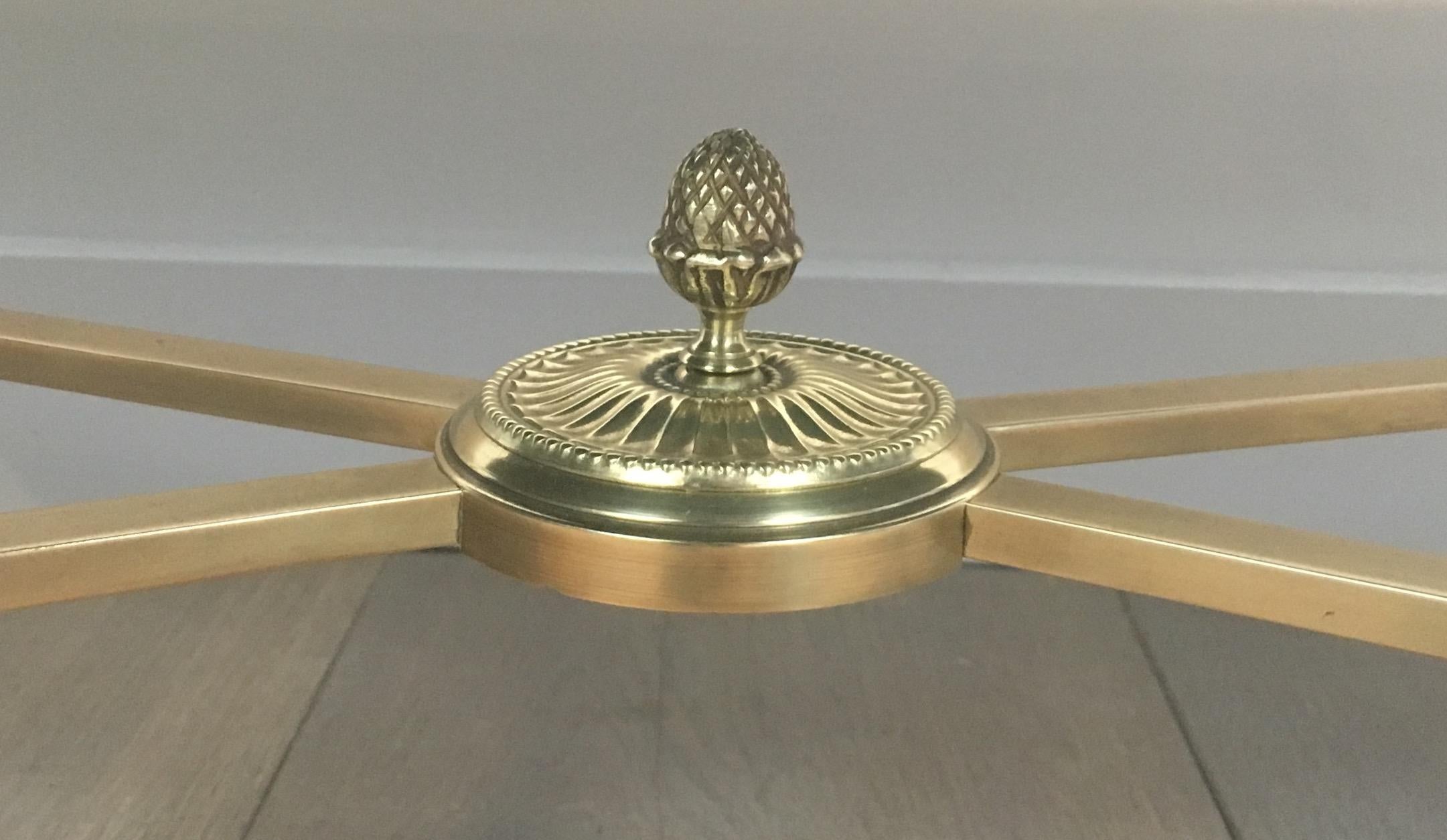Bronze and Brass Coffee Table with Green Marble Top, circa 1940 For Sale 1