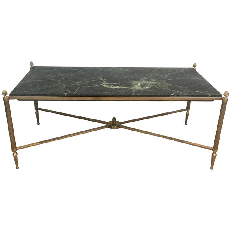 Bronze And Brass Coffee Table With, Brass Marble Top Coffee Table