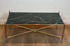 Bronze and Brass Coffee Table with Green Marble Top, circa 1940
