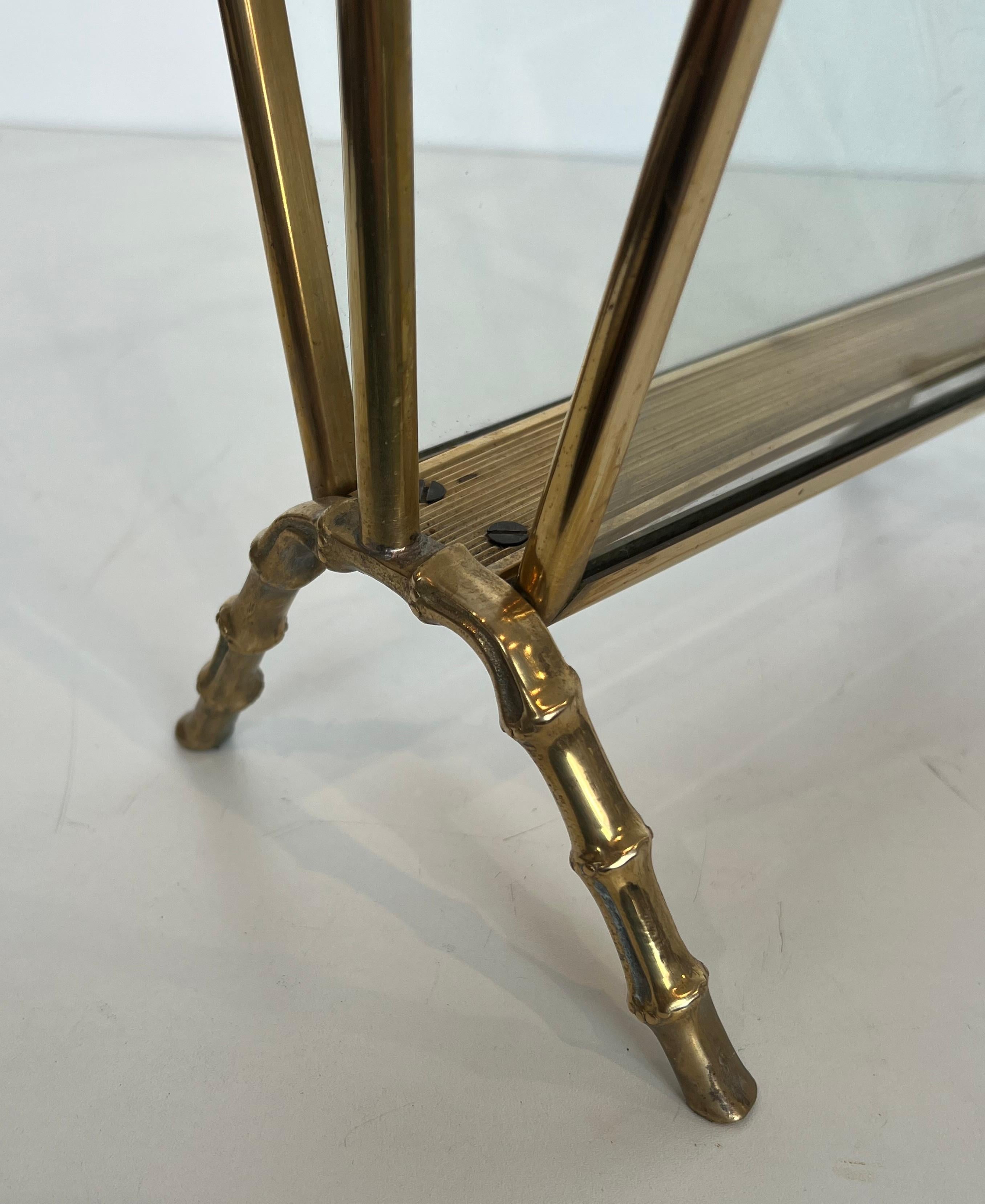 Bronze and Brass Faux-Bamboo Magazine Rack by Maison Baguès For Sale 4