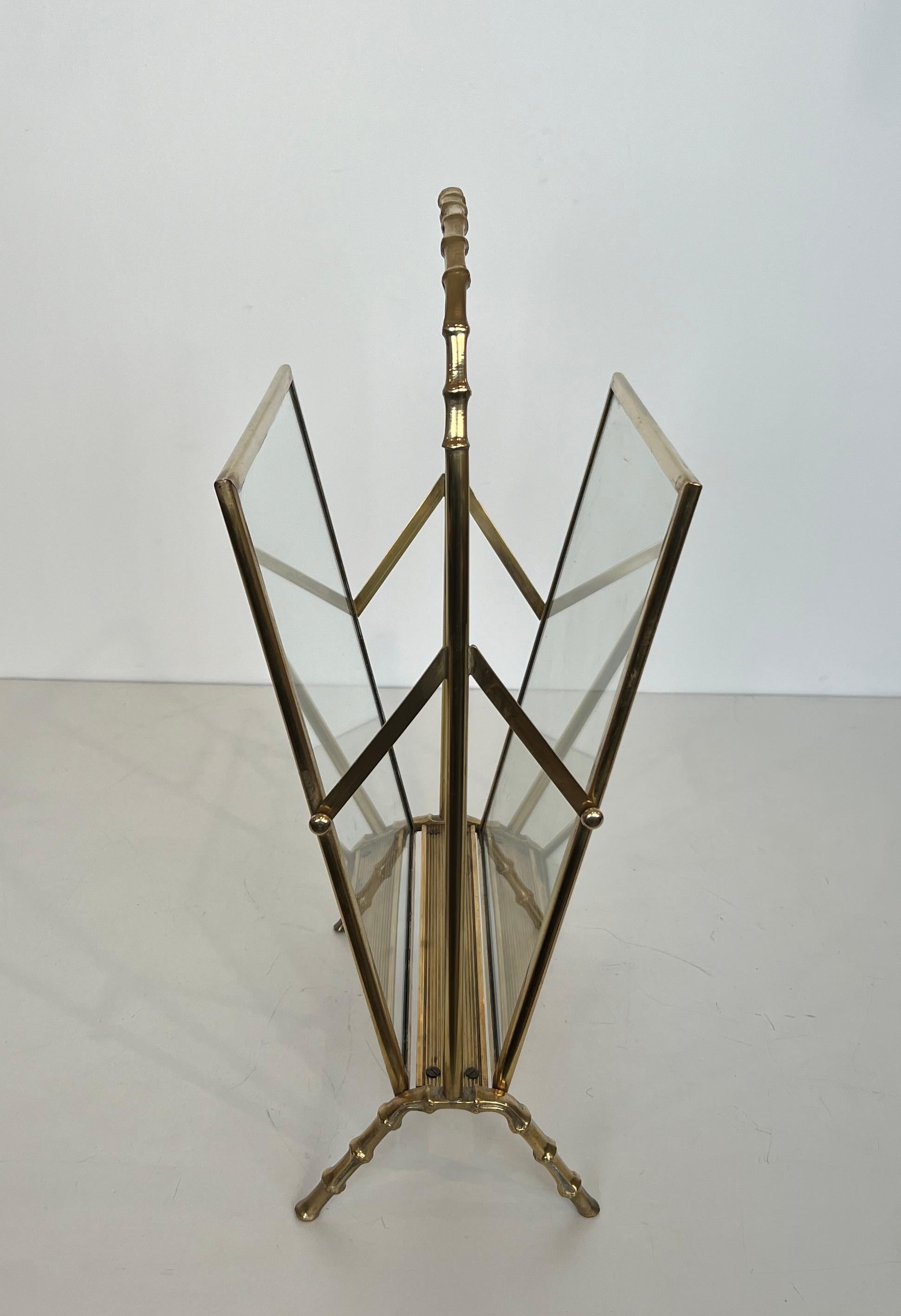 Bronze and Brass Faux-Bamboo Magazine Rack by Maison Baguès For Sale 8