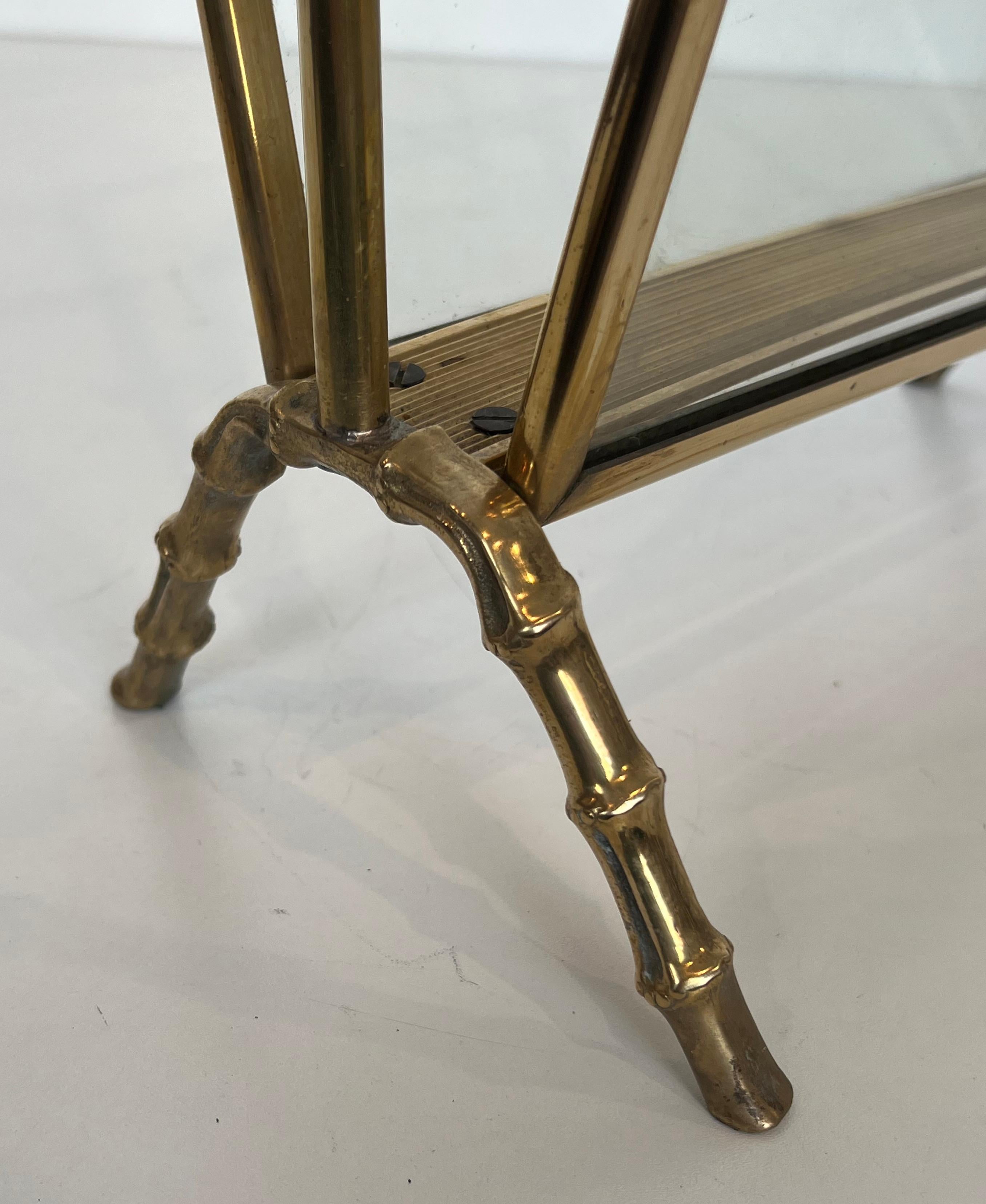 Bronze and Brass Faux-Bamboo Magazine Rack by Maison Baguès For Sale 10