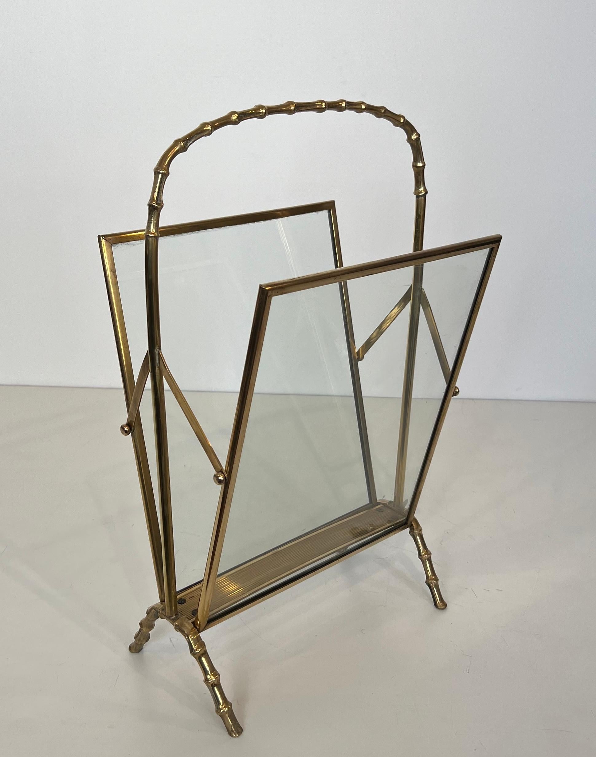 Bronze and Brass Faux-Bamboo Magazine Rack by Maison Baguès For Sale 11