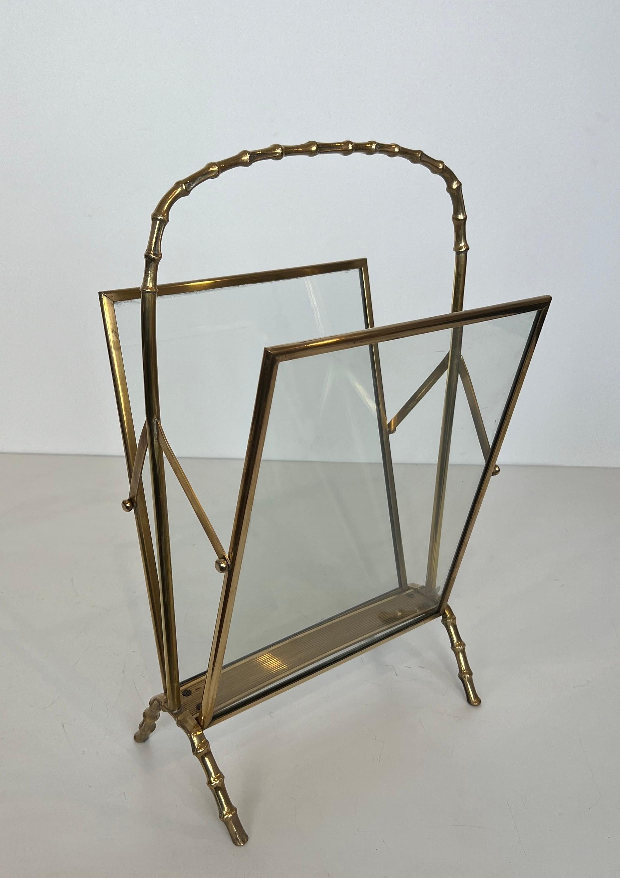 Bronze and Brass Faux-Bamboo Magazine Rack by Maison Baguès For Sale 13