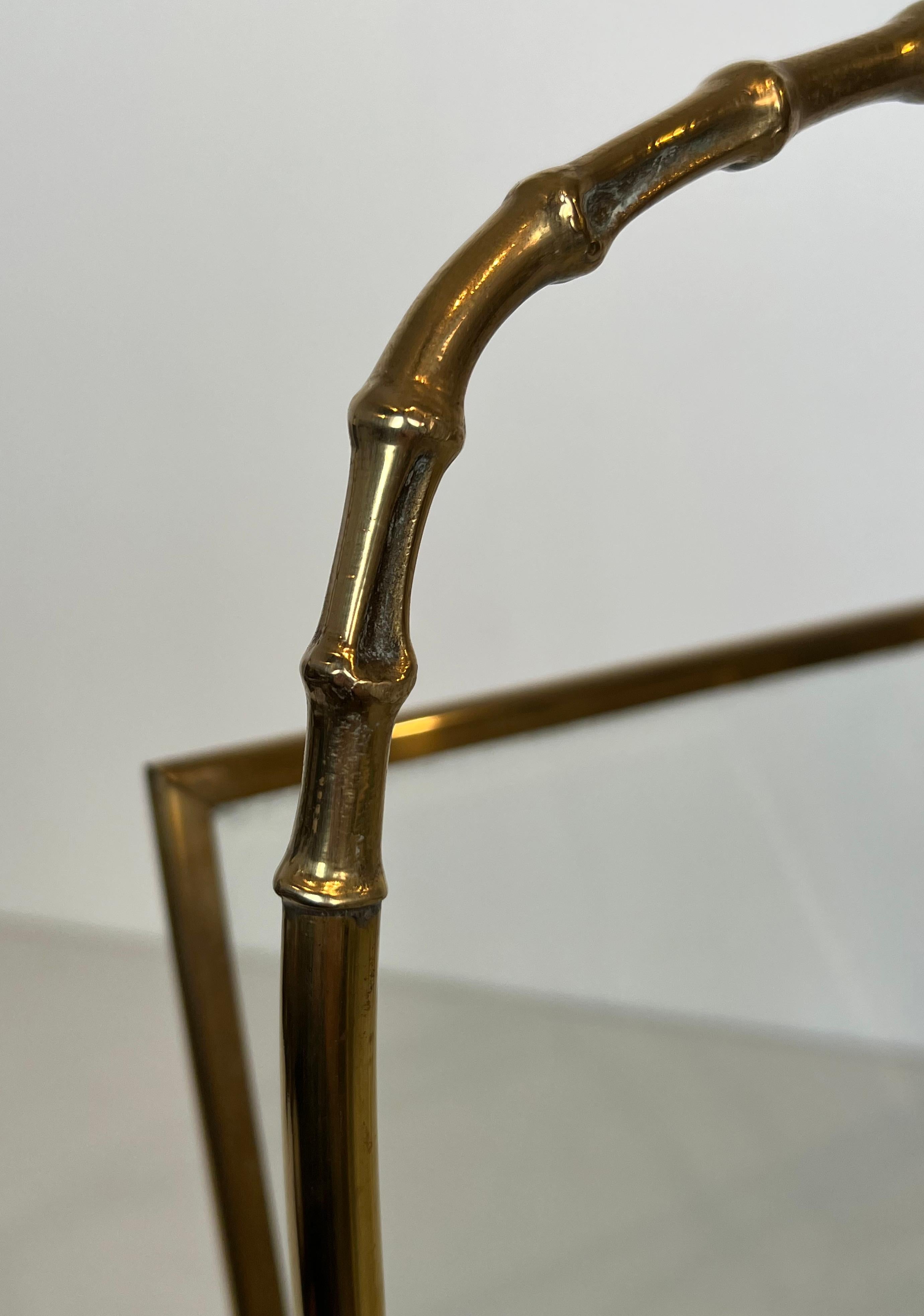 Mid-20th Century Bronze and Brass Faux-Bamboo Magazine Rack by Maison Baguès For Sale