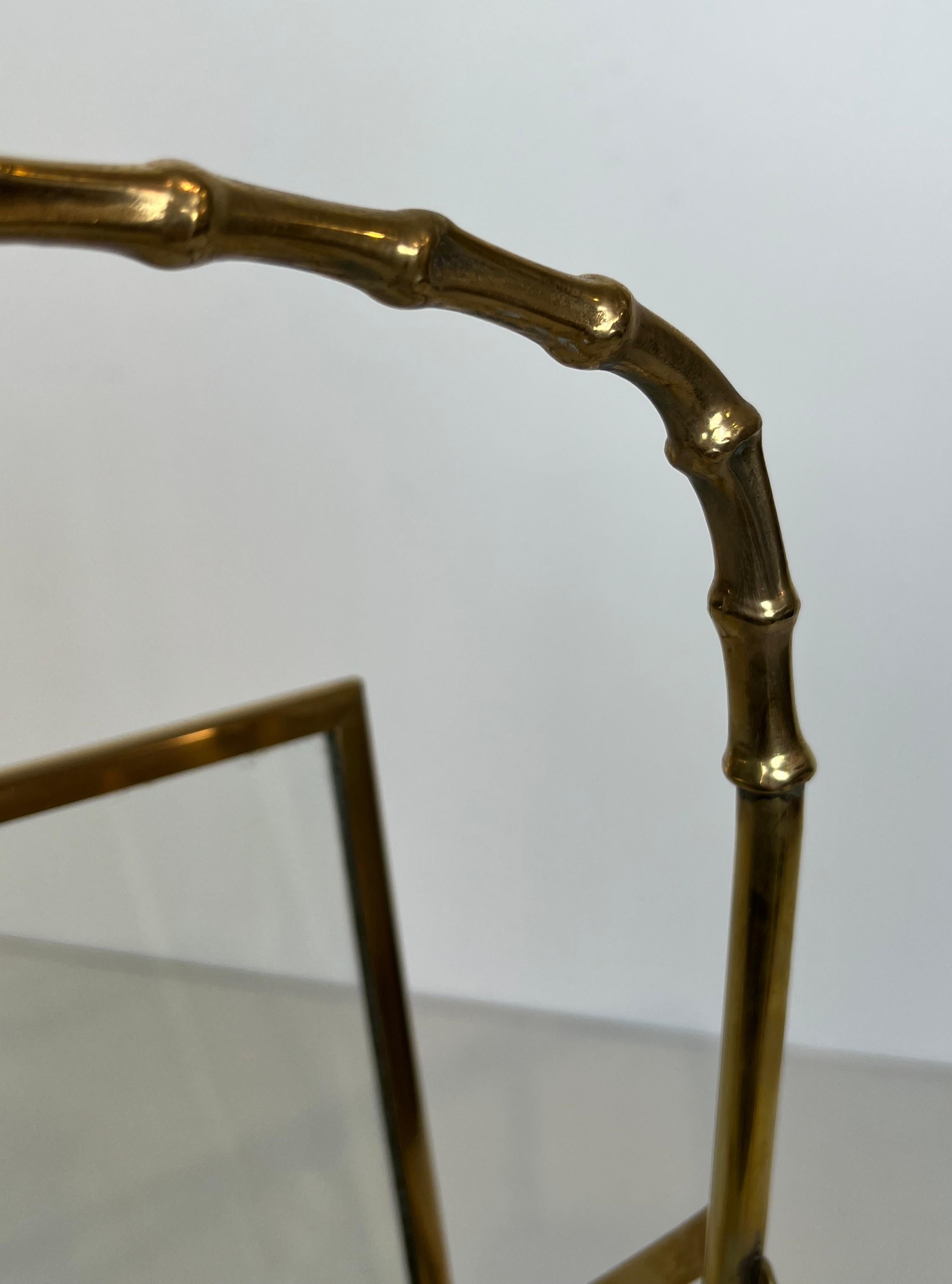 Bronze and Brass Faux-Bamboo Magazine Rack by Maison Baguès For Sale 1