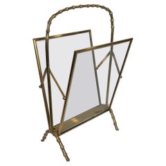 Bronze and Brass Faux-Bamboo Magazine Rack by Maison Baguès