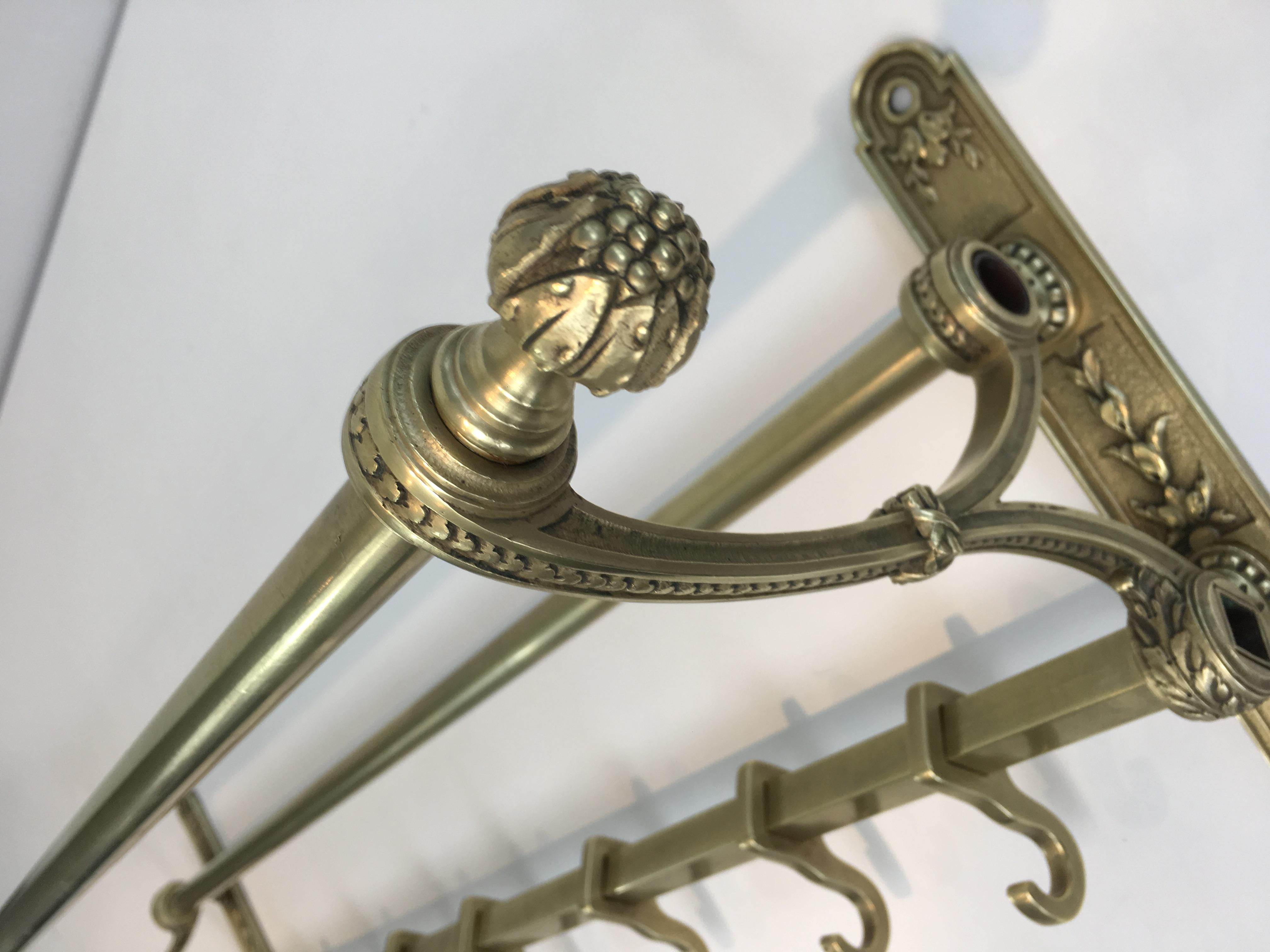 Bronze and Brass Neoclassical Wall Coat Hanger, French, circa 1900 12