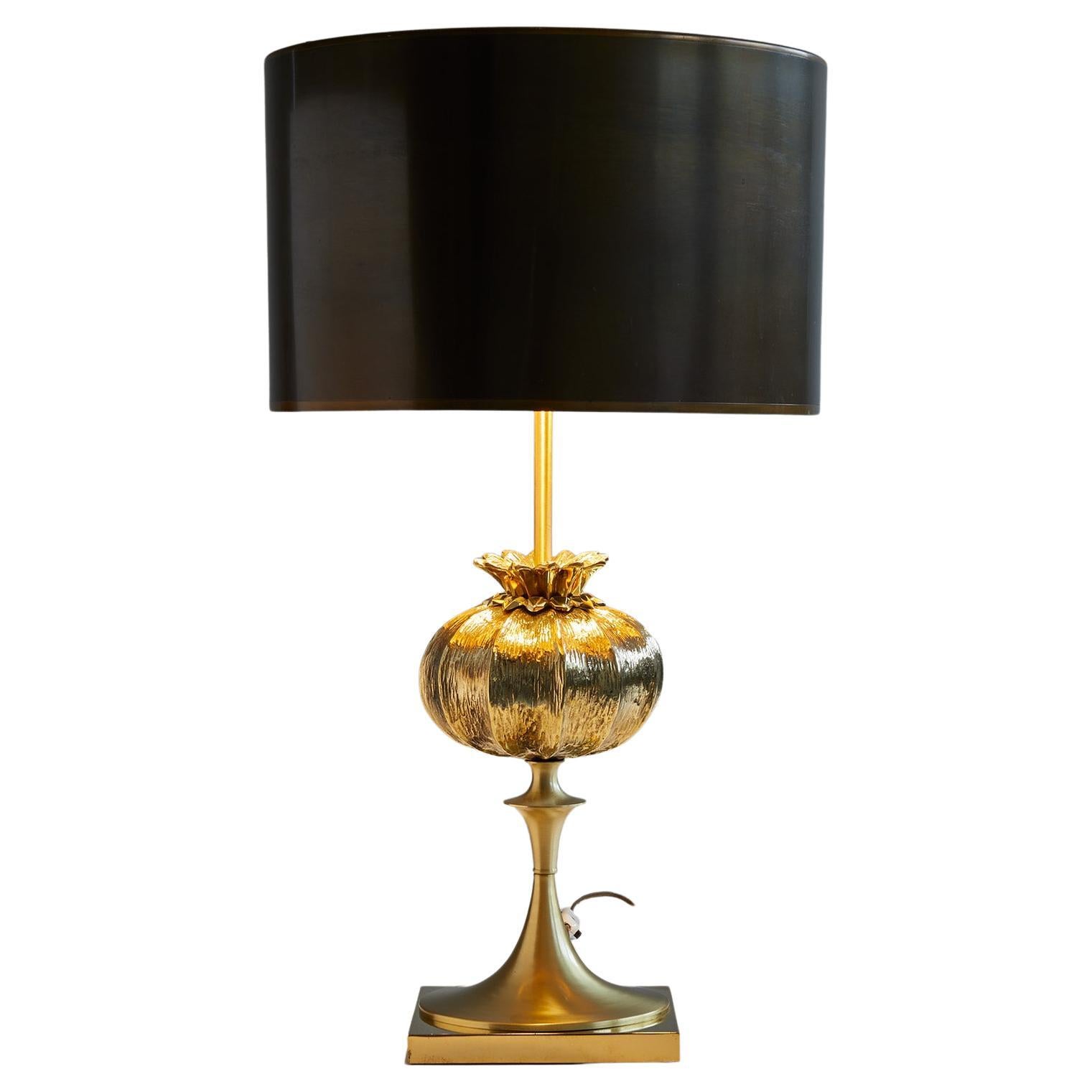 Bronze and Brass "Pavot" Table Lamp by Maison Charles, France 1965