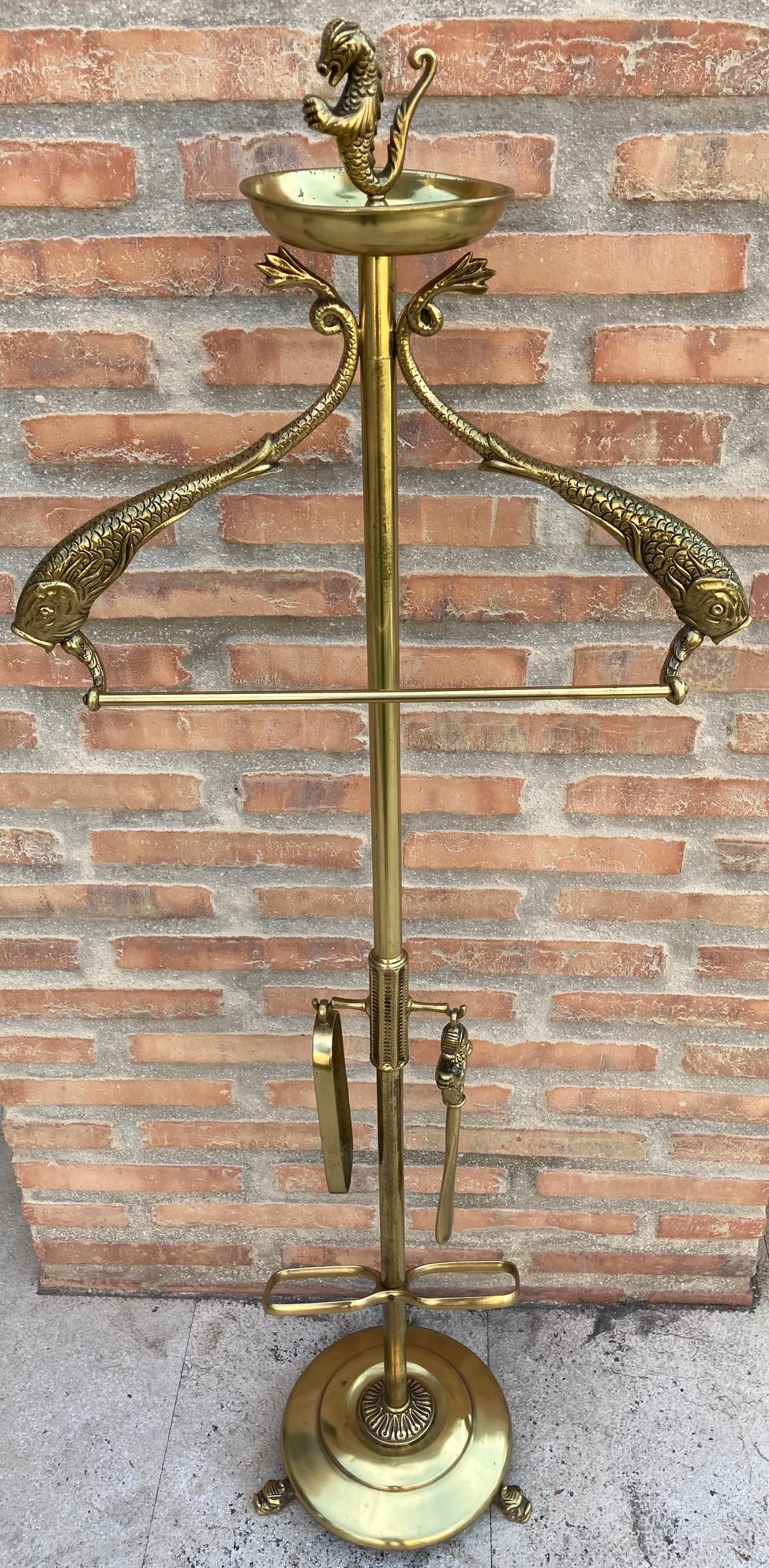Neoclassical Revival Bronze and Brass Valet Stand Dressboy, 1940s For Sale