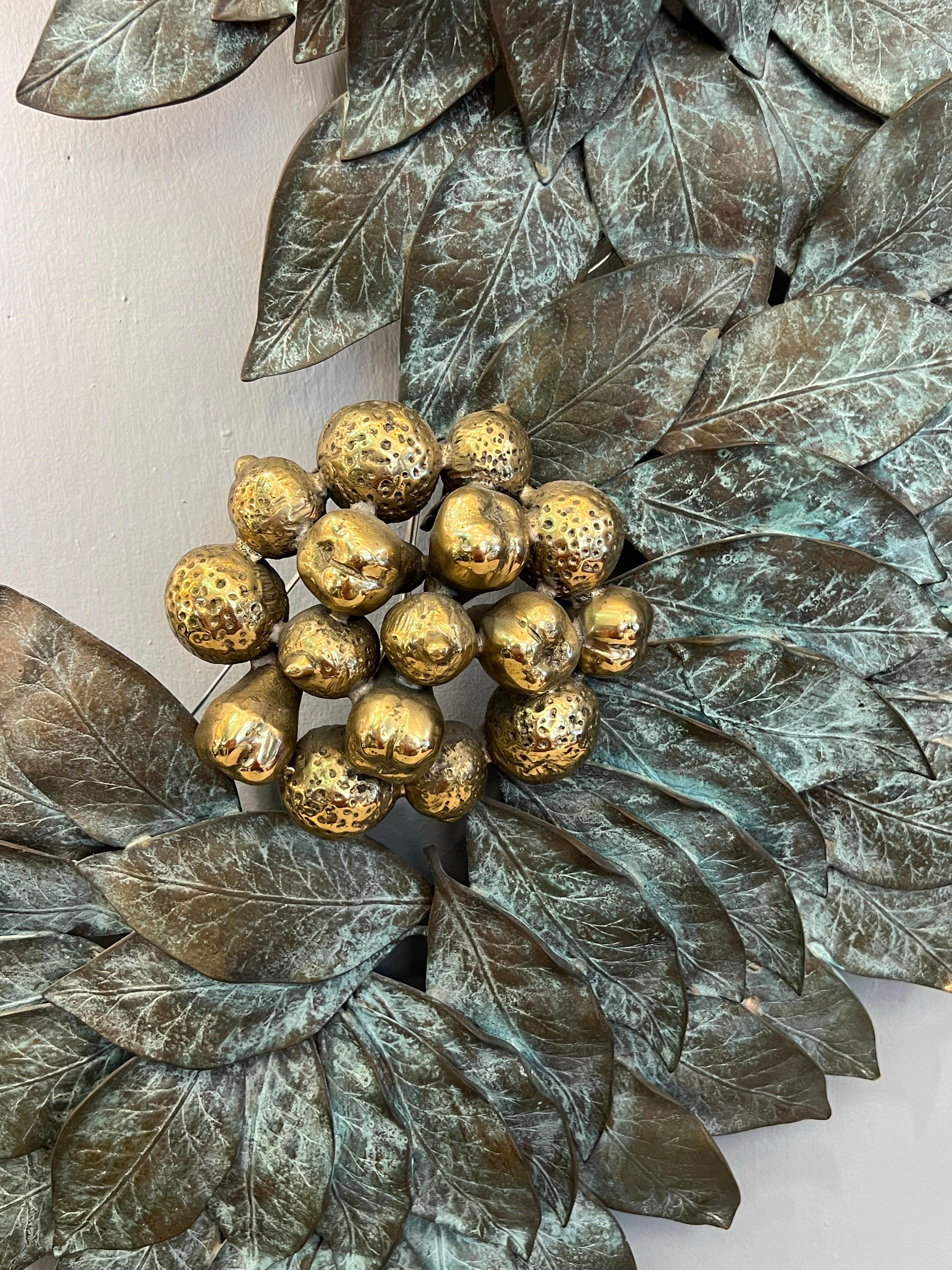 20th Century Bronze and Brass Wall Sculpture Lamp with our handmade lampshades 1950s For Sale