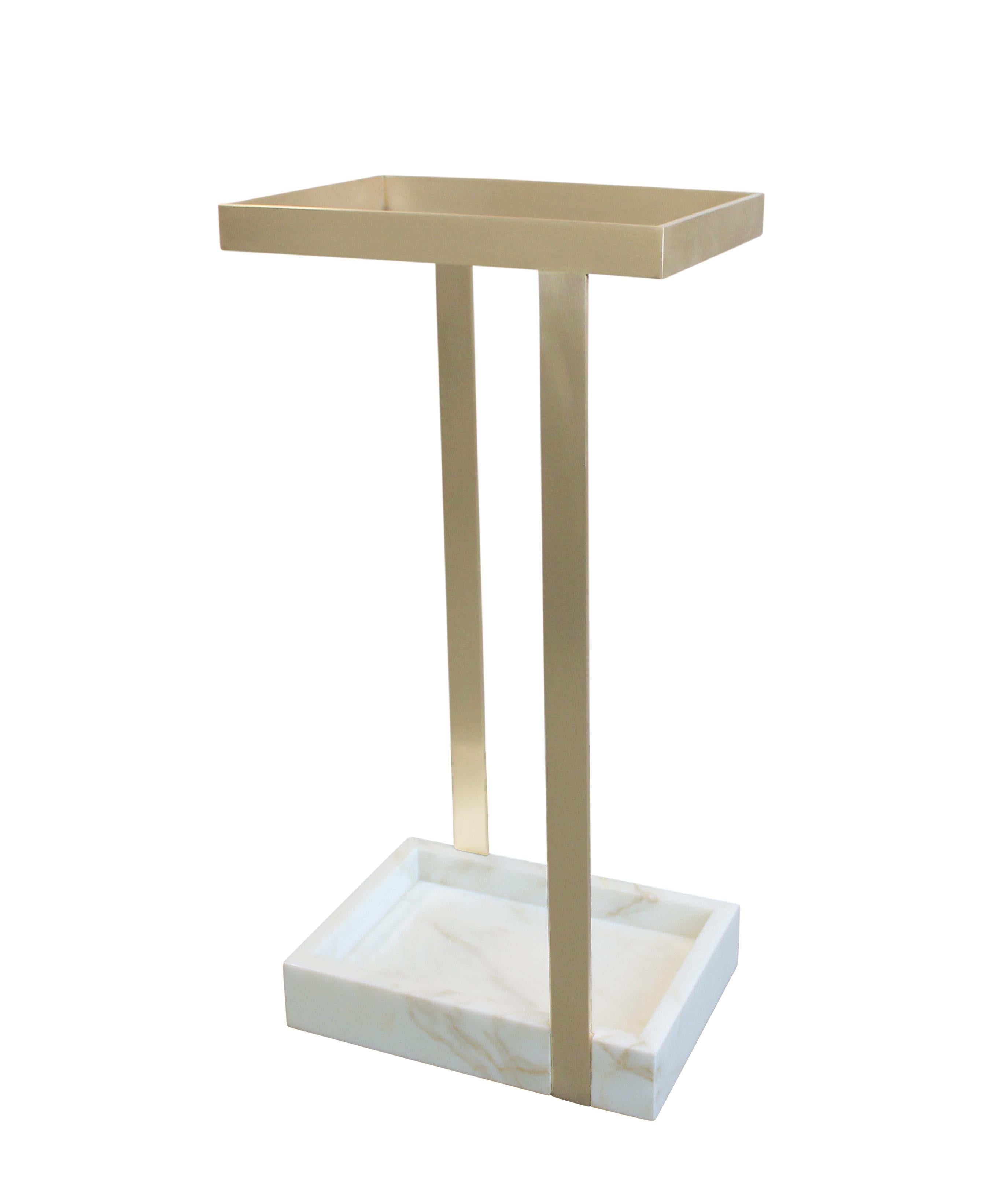 Modern Bronze and Calacatta Gold Marble Umbrella Stand For Sale