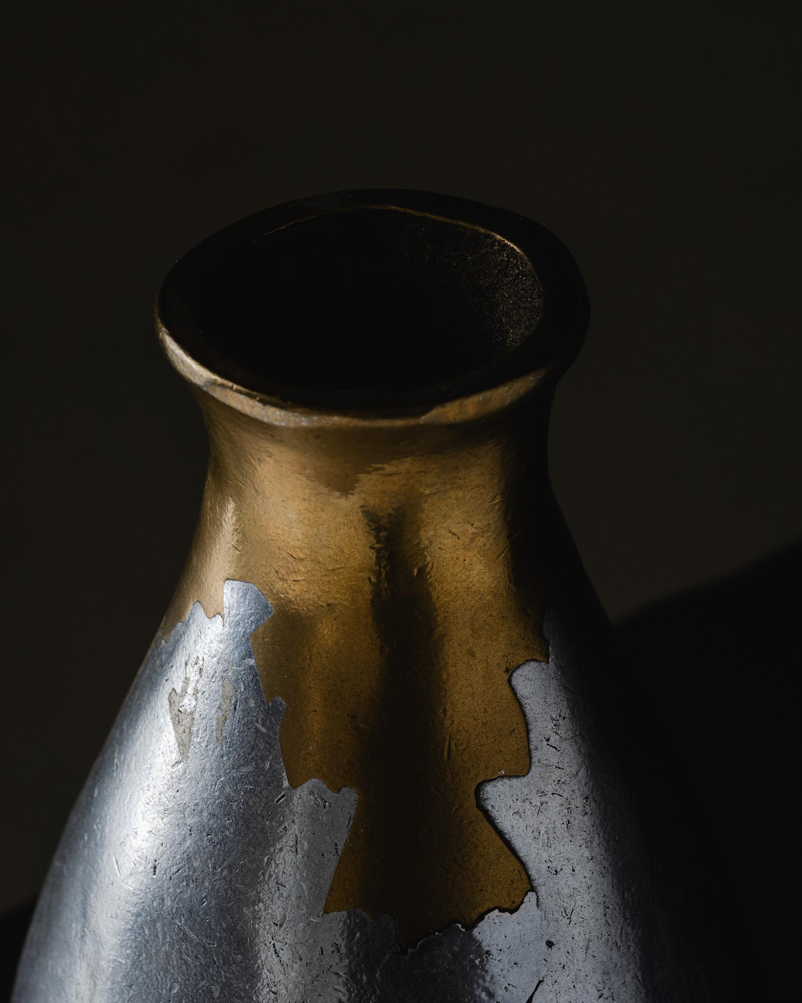 European Bronze and Cast Aluminum Vase, Philippe Jean, 1970s For Sale
