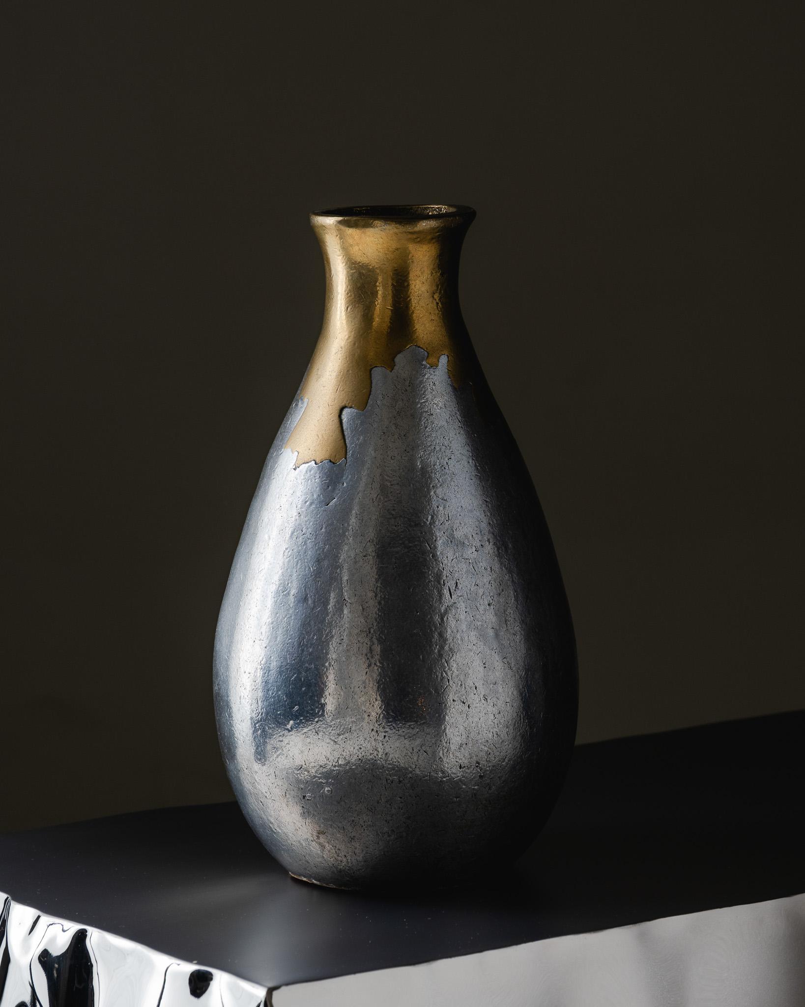 Bronze and Cast Aluminum Vase, Philippe Jean, 1970s In Good Condition For Sale In PARIS, FR