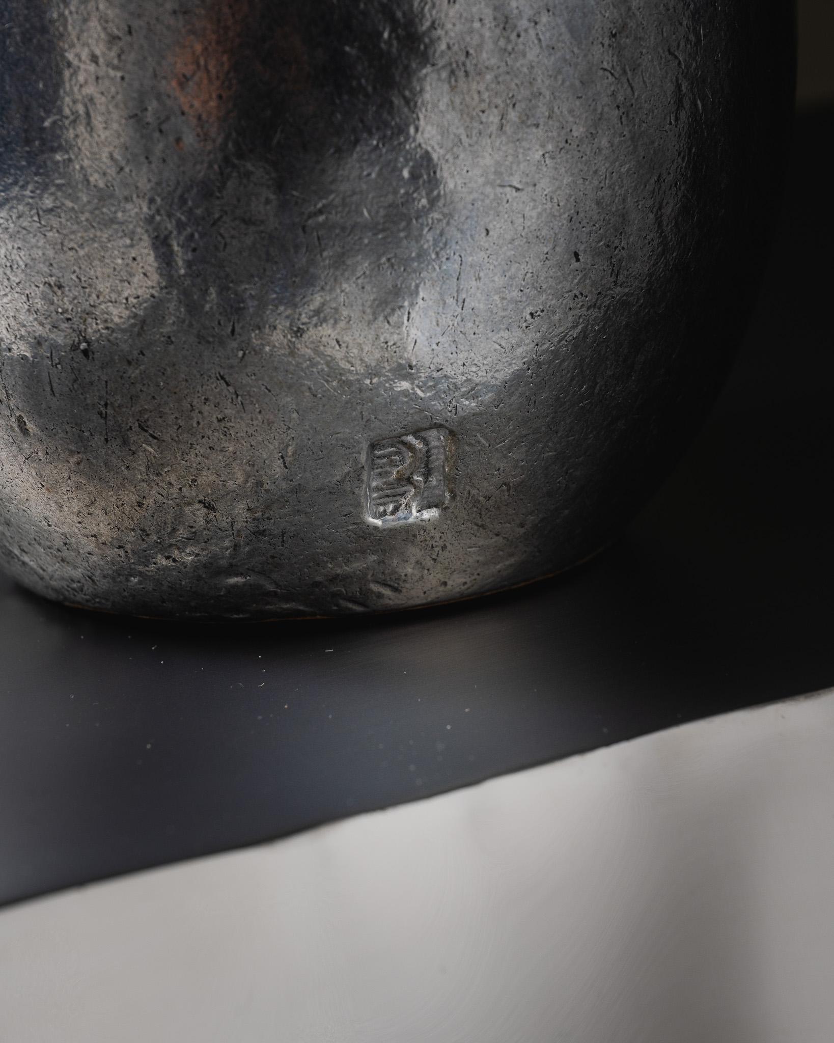 Bronze and Cast Aluminum Vase, Philippe Jean, 1970s For Sale 1