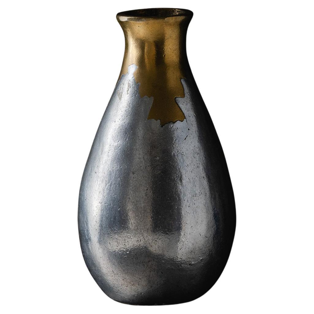 Bronze and Cast Aluminum Vase, Philippe Jean, 1970s For Sale