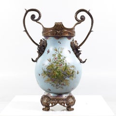Bronze and Ceramic Light Blue Vase
