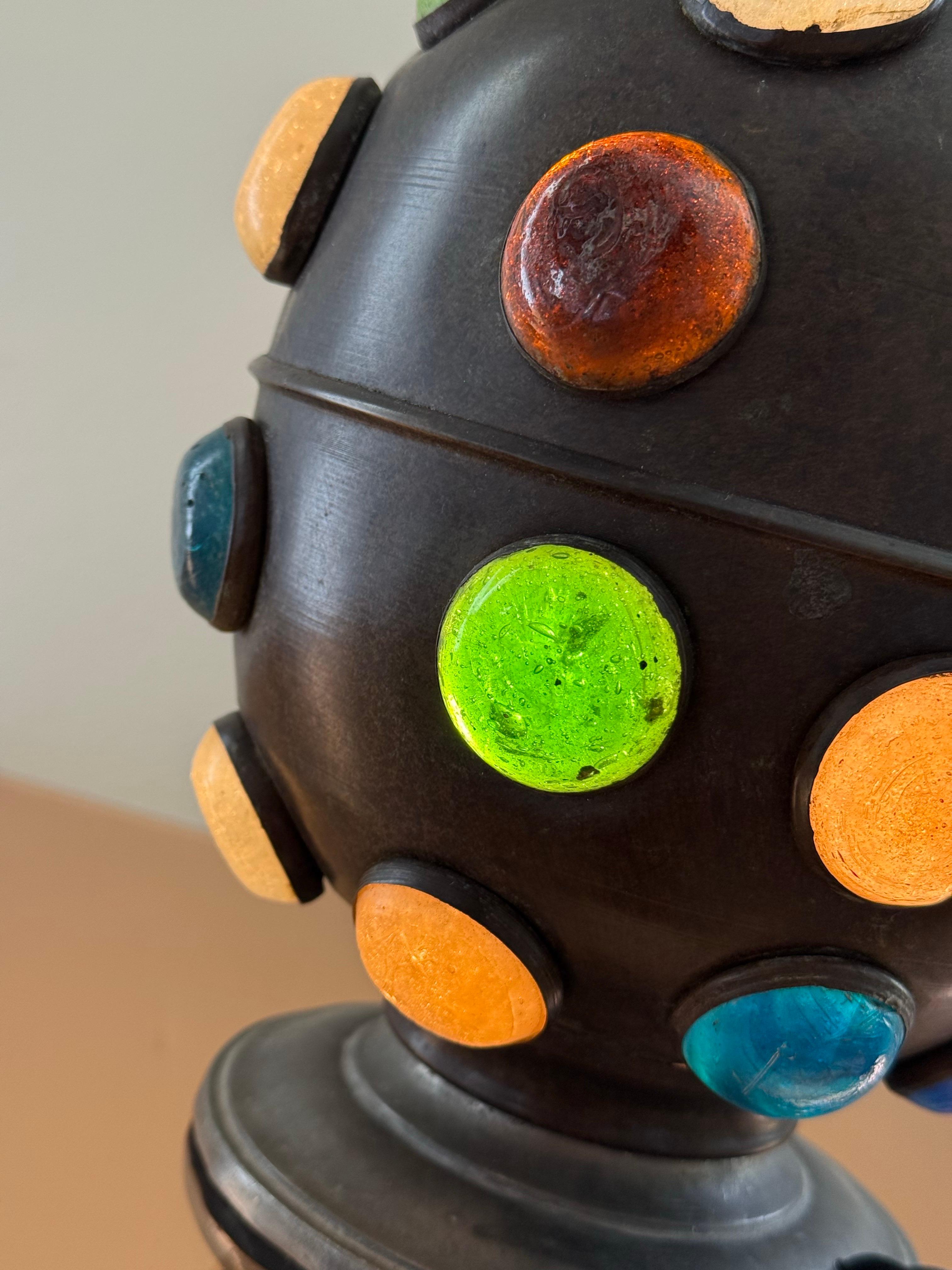 Lampe orbe en bronze et verre massif Bon état - En vente à Hudson, NY