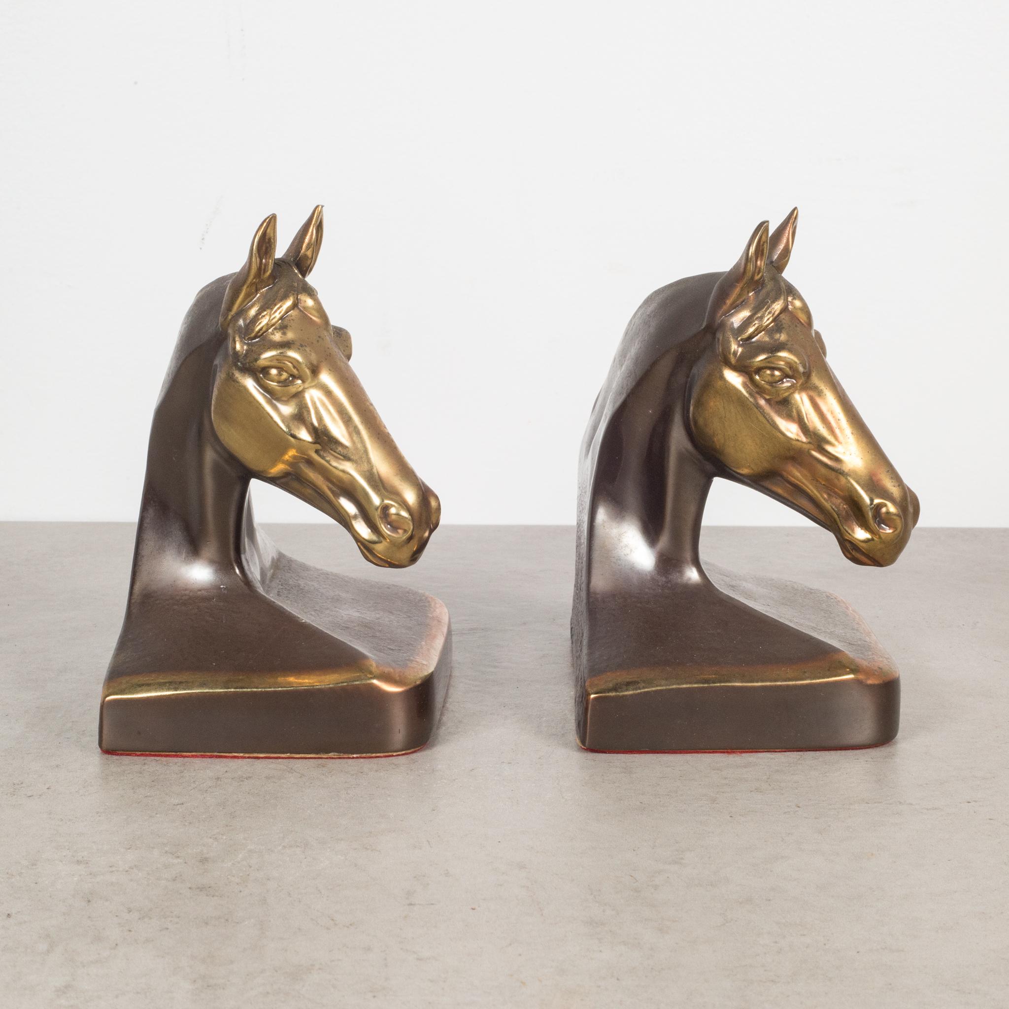 vintage brass horse bookends