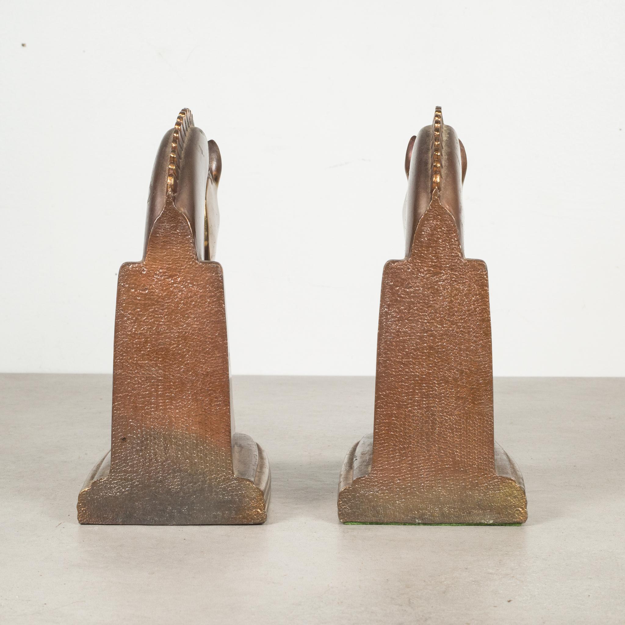 Bronze and Copper Plated Machine Age Trojan Horse Bookends by Dodge Inc. c.1930 In Good Condition In San Francisco, CA
