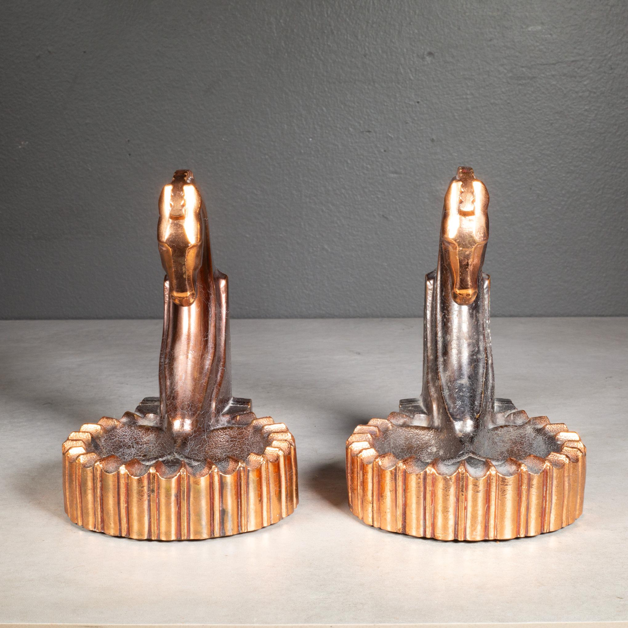 Art Deco Bronze and Copper Plated Trojan Horse Bookends/Pipe Rests c.1930 For Sale
