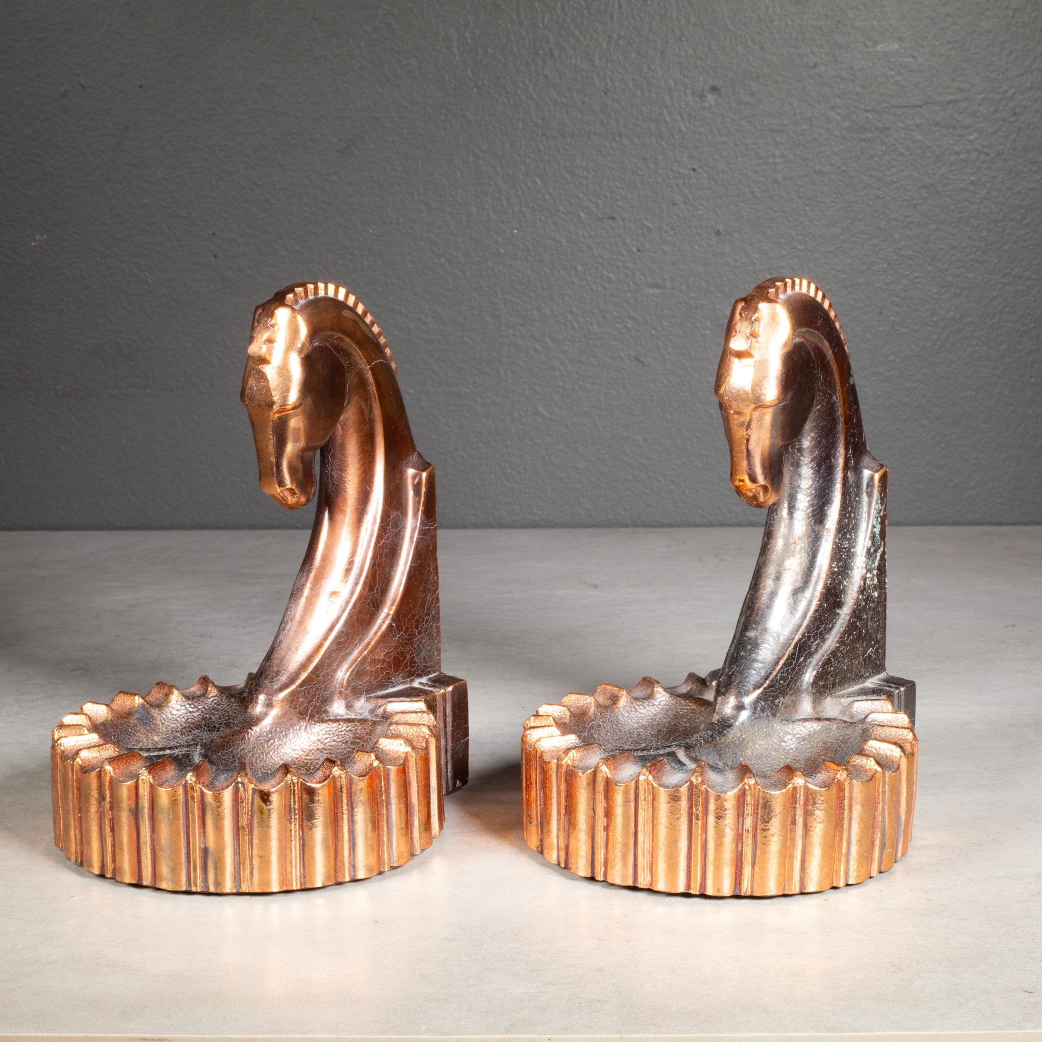 Bronze and Copper Plated Trojan Horse Bookends/Pipe Rests c.1930 In Good Condition For Sale In San Francisco, CA