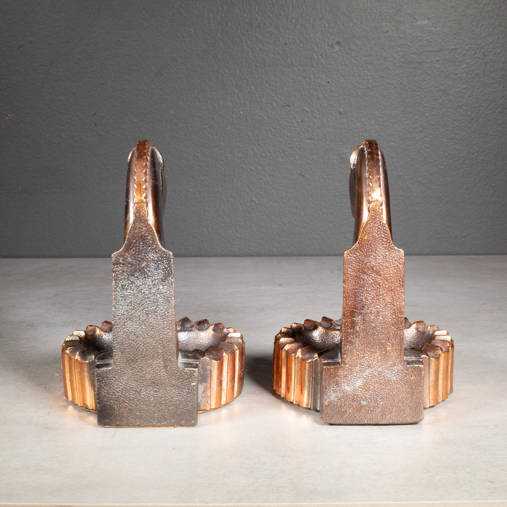 20th Century Bronze and Copper Plated Trojan Horse Bookends/Pipe Rests c.1930 For Sale