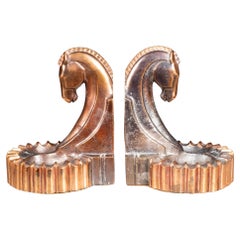 Bronze and Copper Plated Trojan Horse Bookends/Pipe Rests c.1930