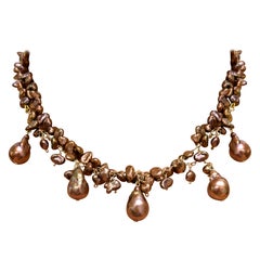 Bronze and Copper Tones Freshwater Pearls Paradizia Necklace N3997