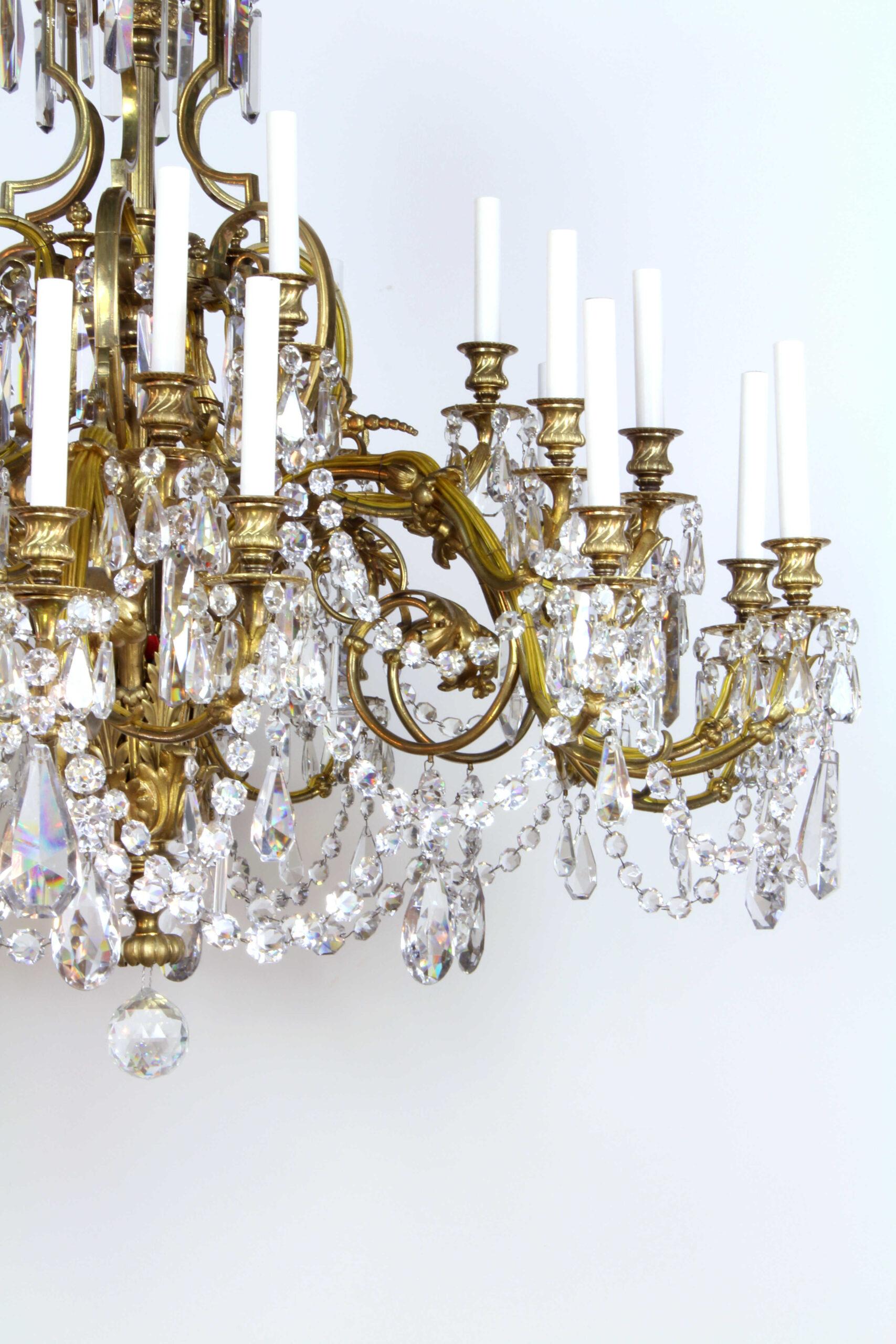 19th Century Bronze and Crystal Chandelier For Sale