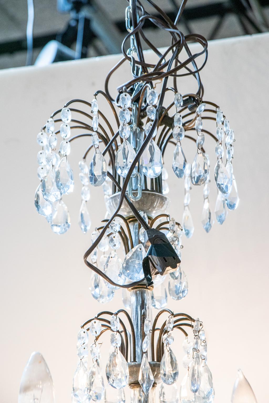 Bronze and Crystal Chandelier For Sale 2