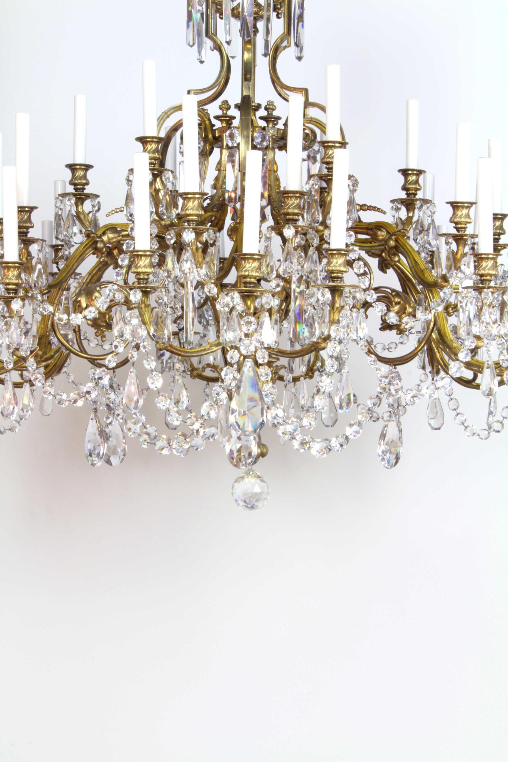 Bronze and Crystal Chandelier For Sale 1