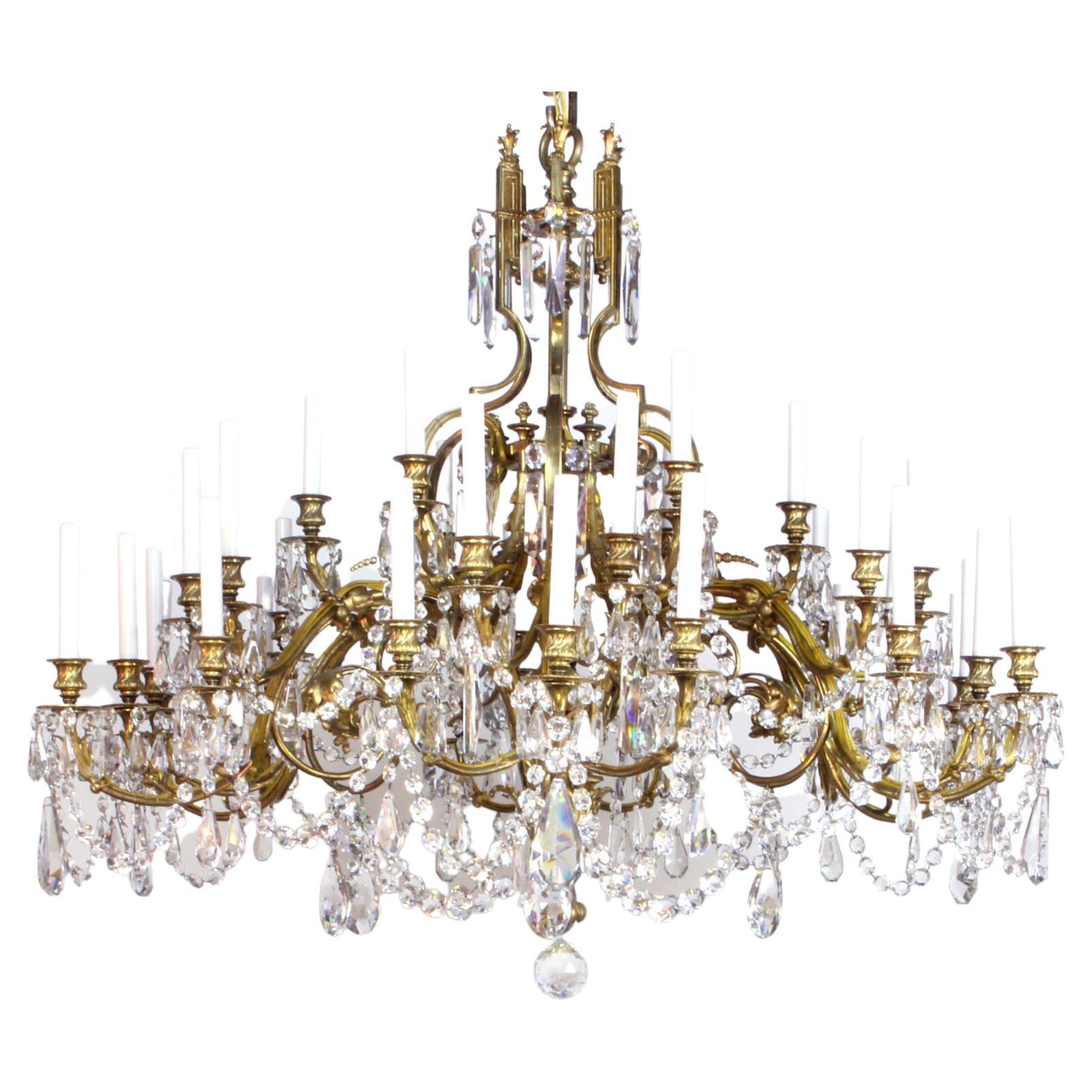 Bronze and Crystal Chandelier