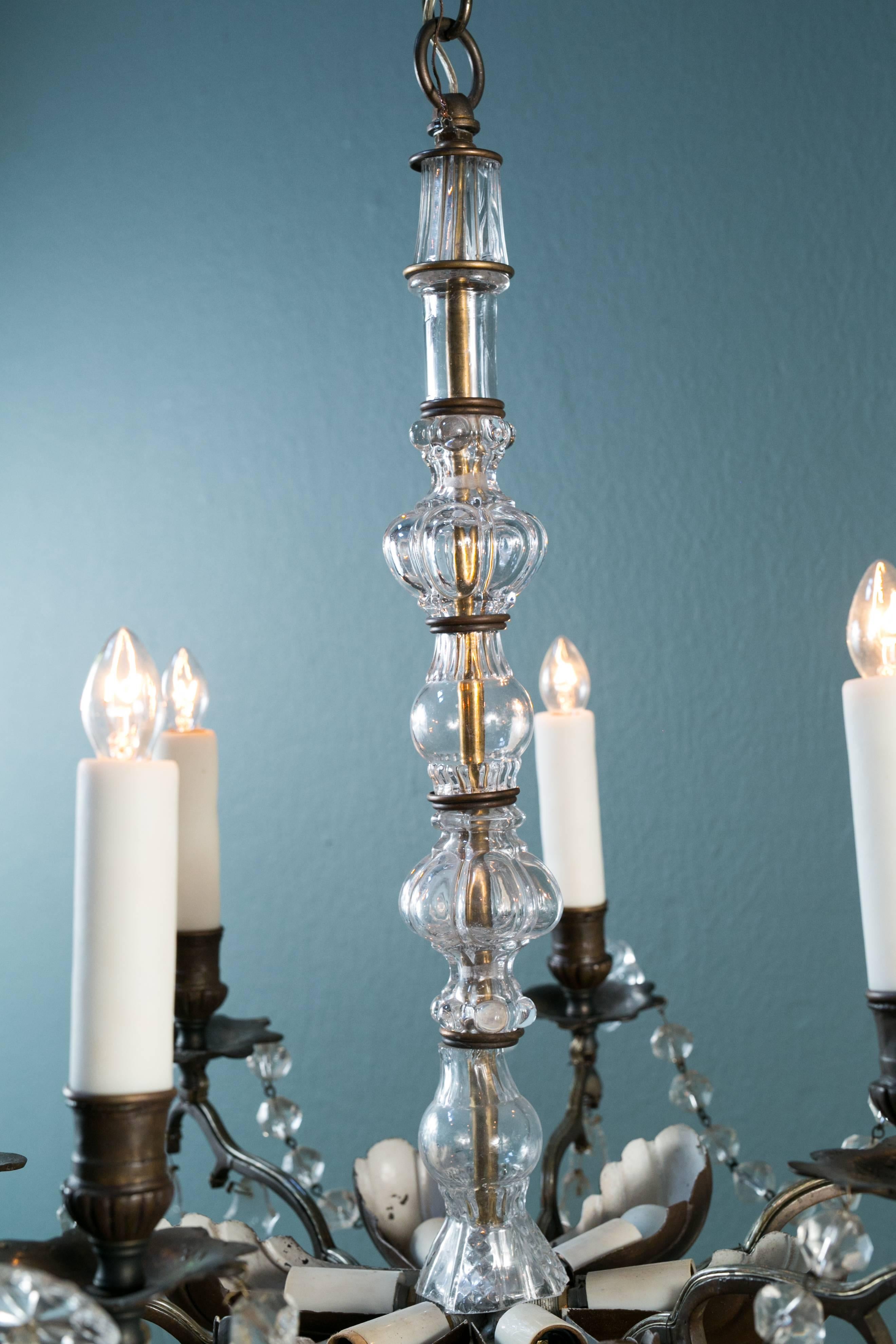 Belle Époque Bronze and Crystal Chandelier from France, circa 1890