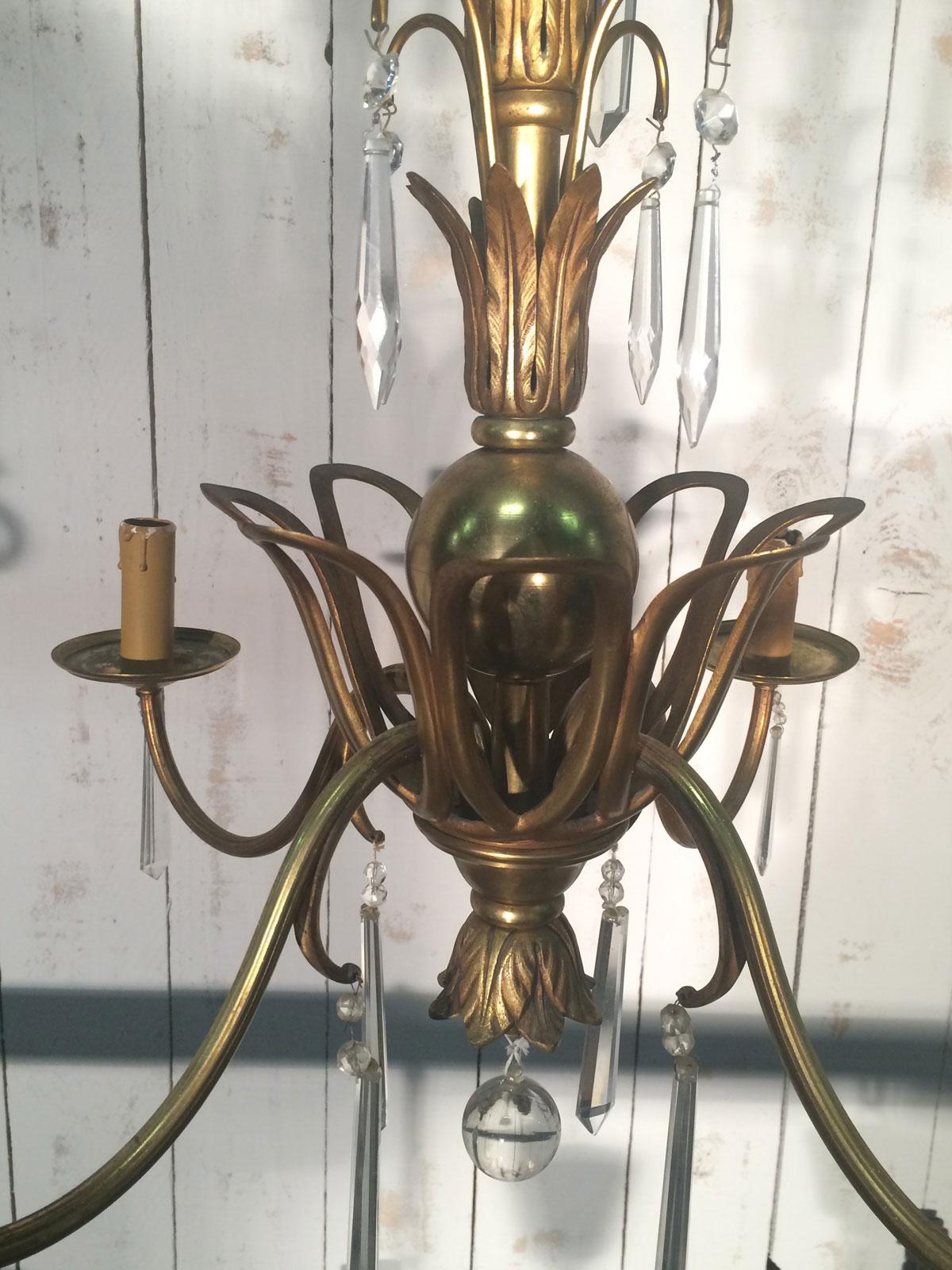 Bronze and Crystal Chandelier in the Style of Maison Baguès For Sale 4