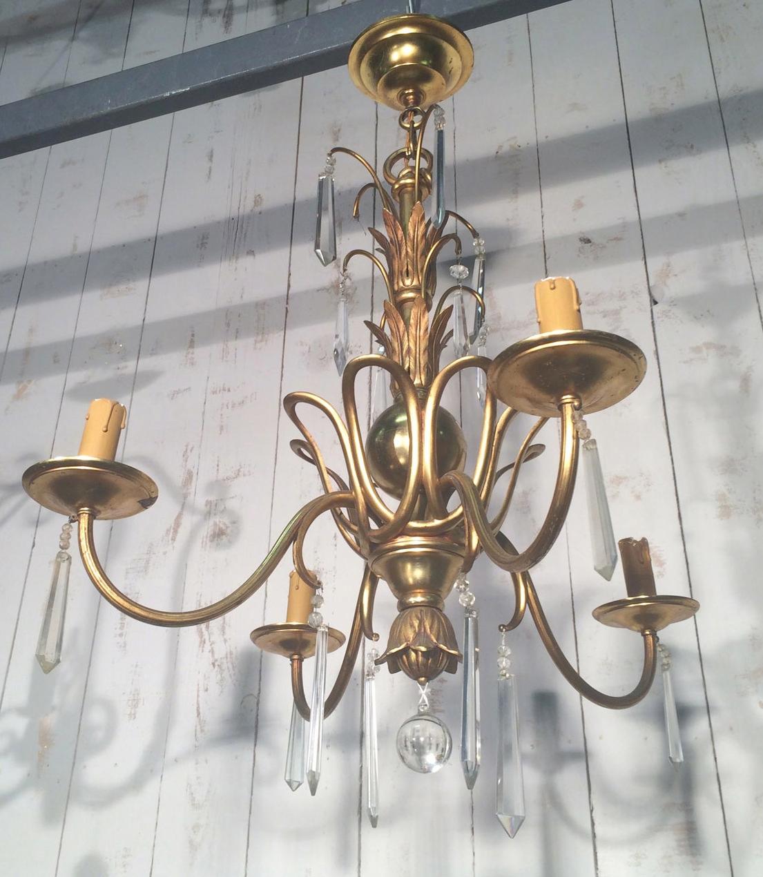 Bronze and Crystal Chandelier in the Style of Maison Baguès For Sale 5