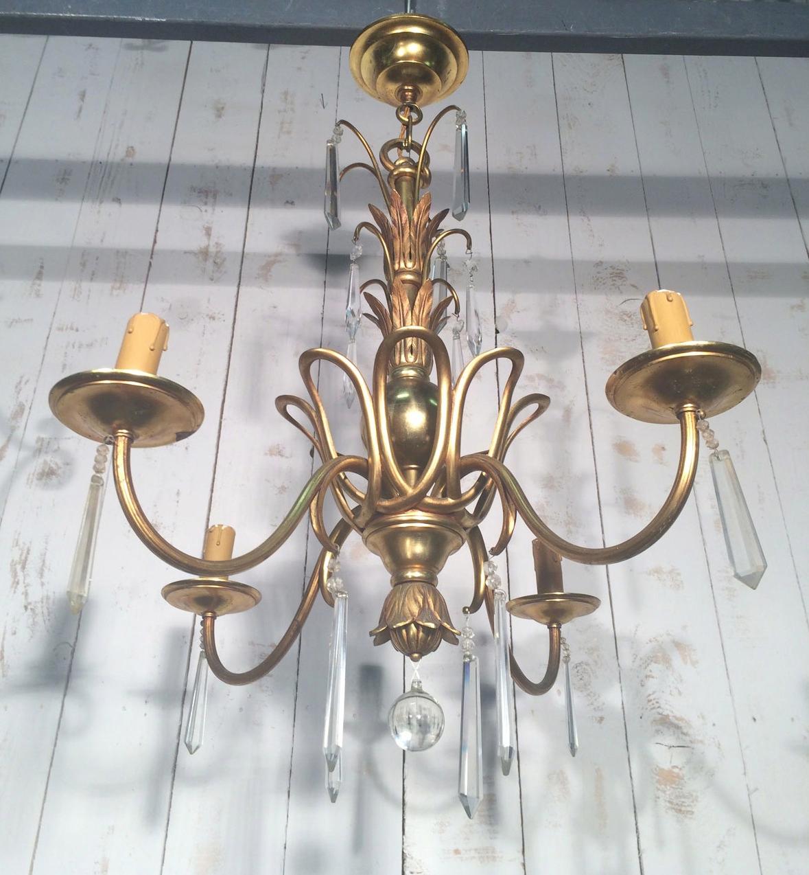 Bronze and Crystal Chandelier in the Style of Maison Baguès For Sale 6