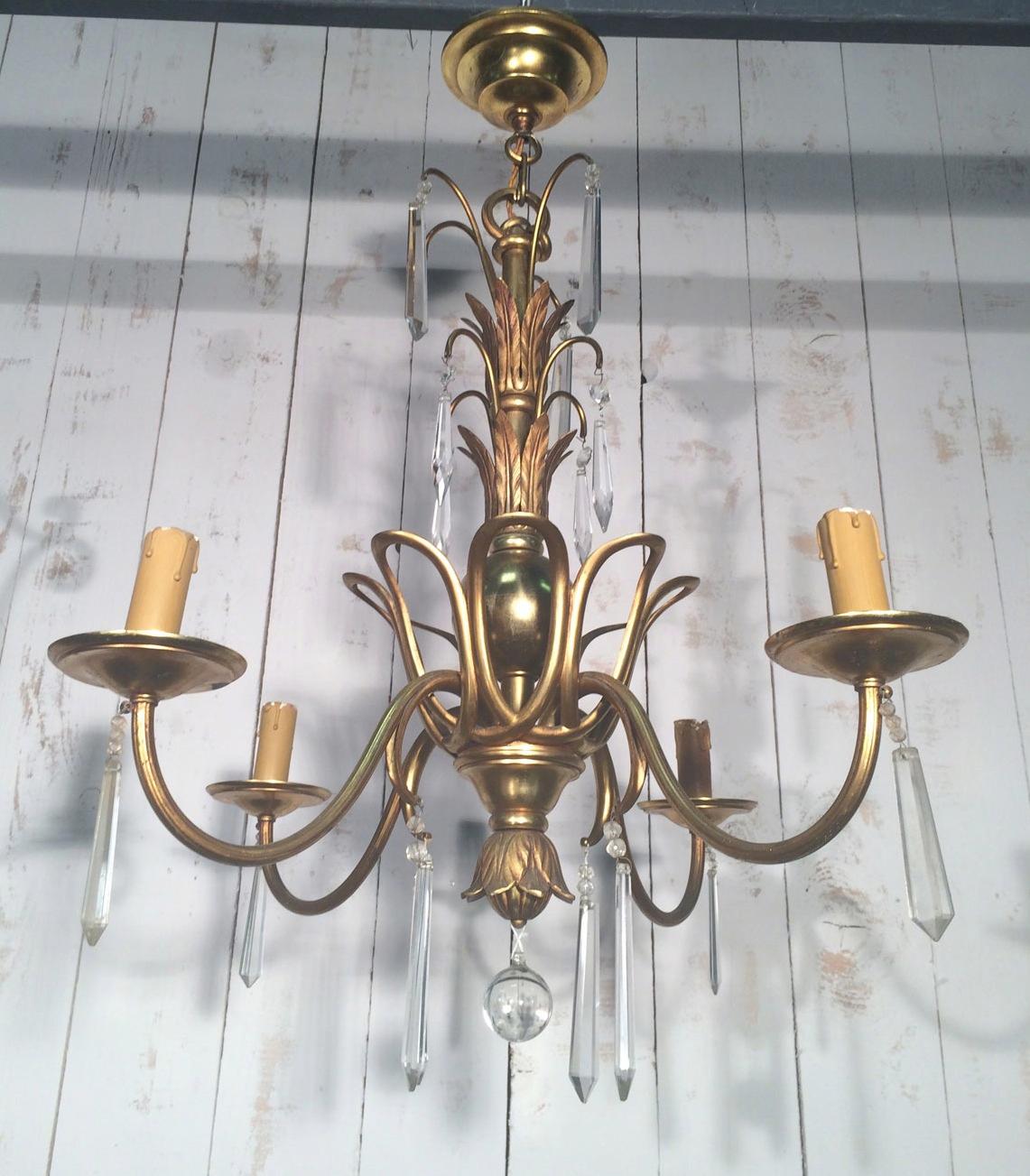 Bronze and Crystal Chandelier in the Style of Maison Baguès For Sale 7