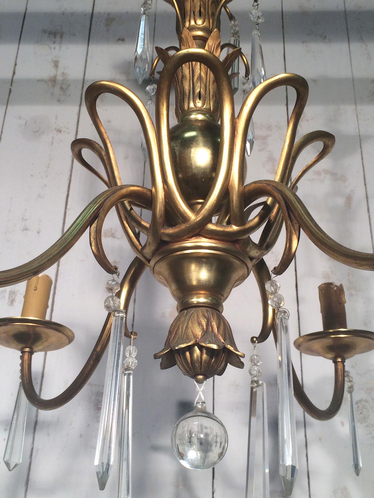 Bronze and Crystal Chandelier in the Style of Maison Baguès For Sale 10