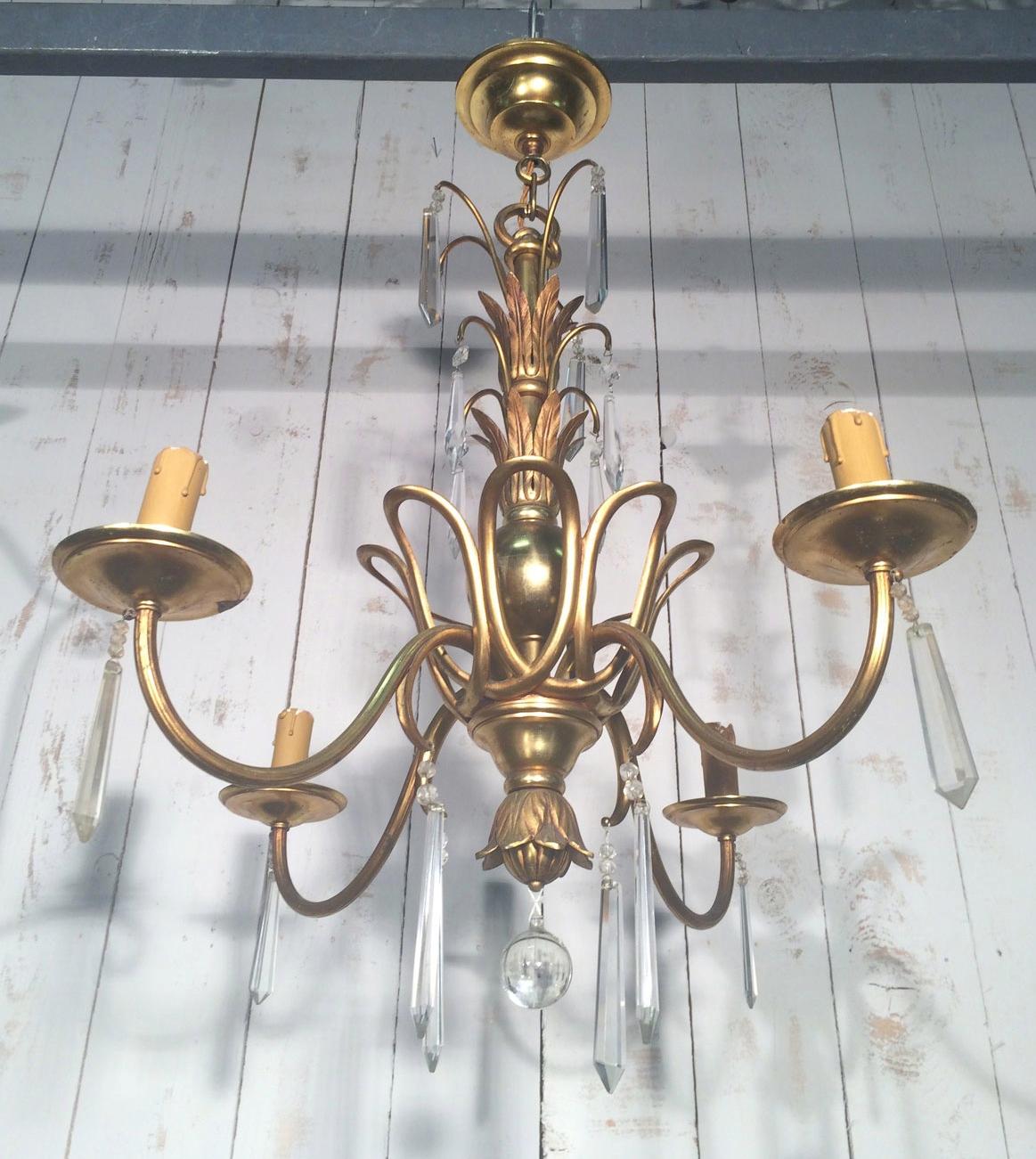 Bronze and Crystal Chandelier in the Style of Maison Baguès For Sale 11