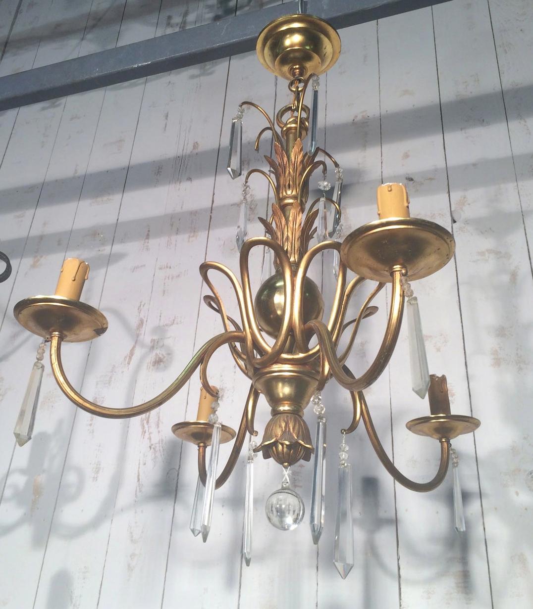 Bronze and Crystal Chandelier in the Style of Maison Baguès For Sale 12