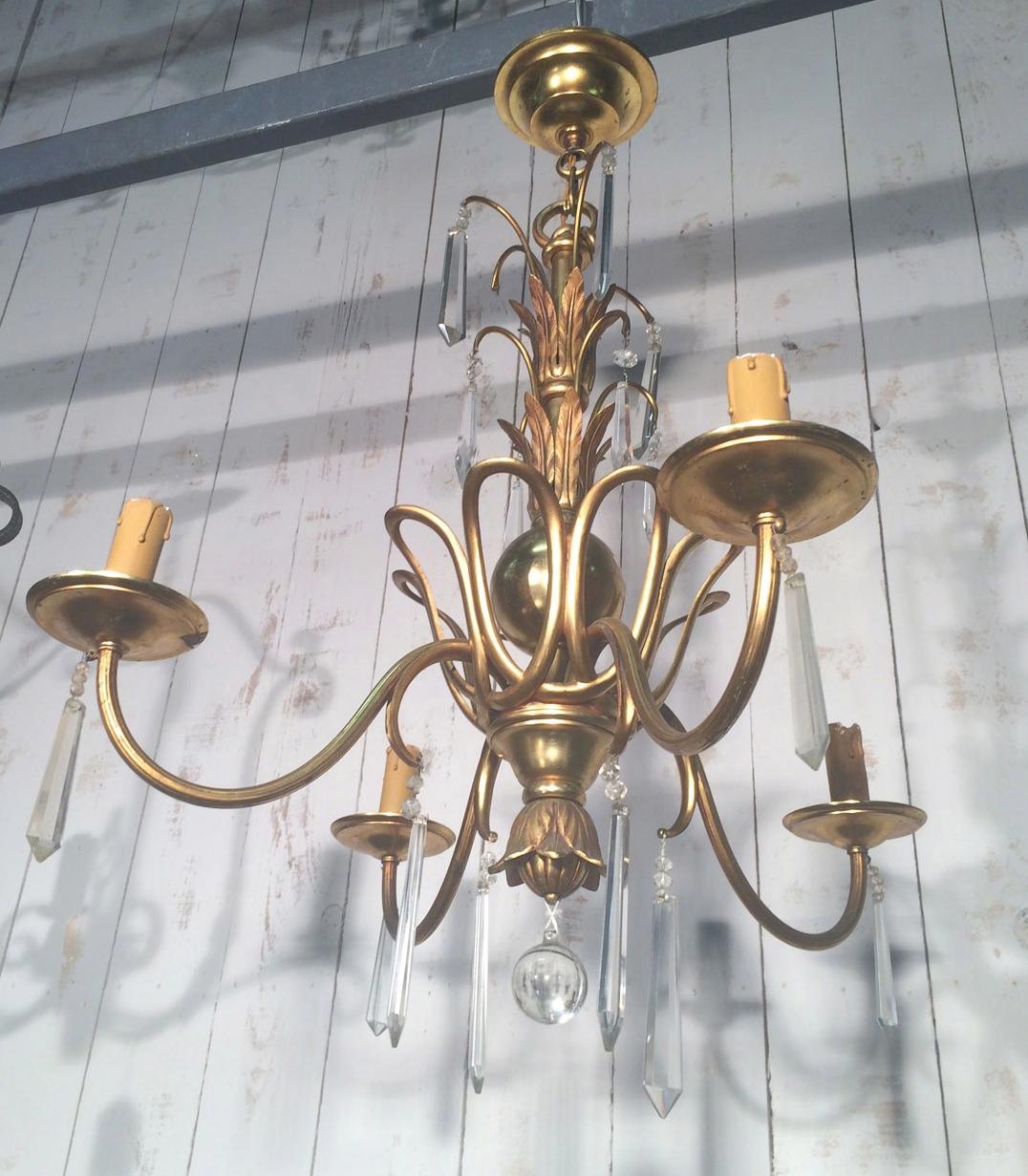 Lampadario in bronzo e cristallo nello stile della Maison Baguès in vendita 11